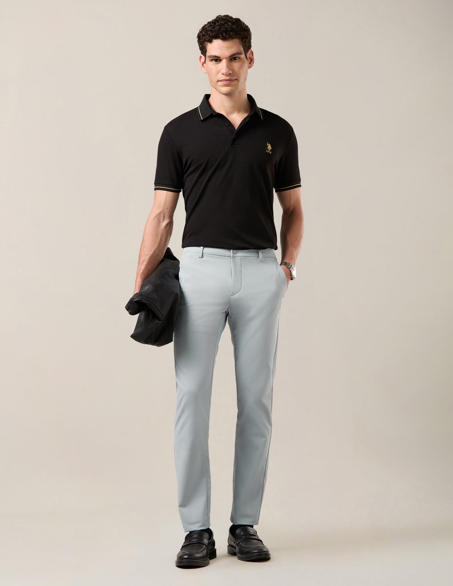 Mid Rise Denver Slim Fit Trousers Light Grey - U.S. Polo Assn. India | Large