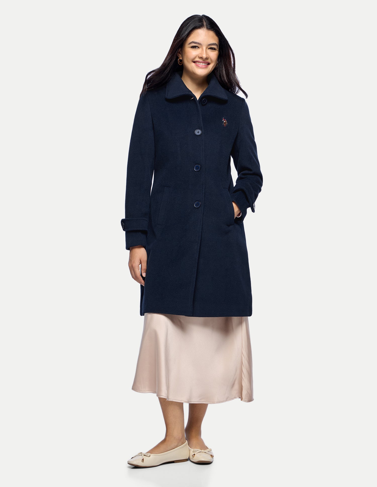 Longline Relaxed Fit Coat Jacket Navy - U.S. Polo Assn. India | Large