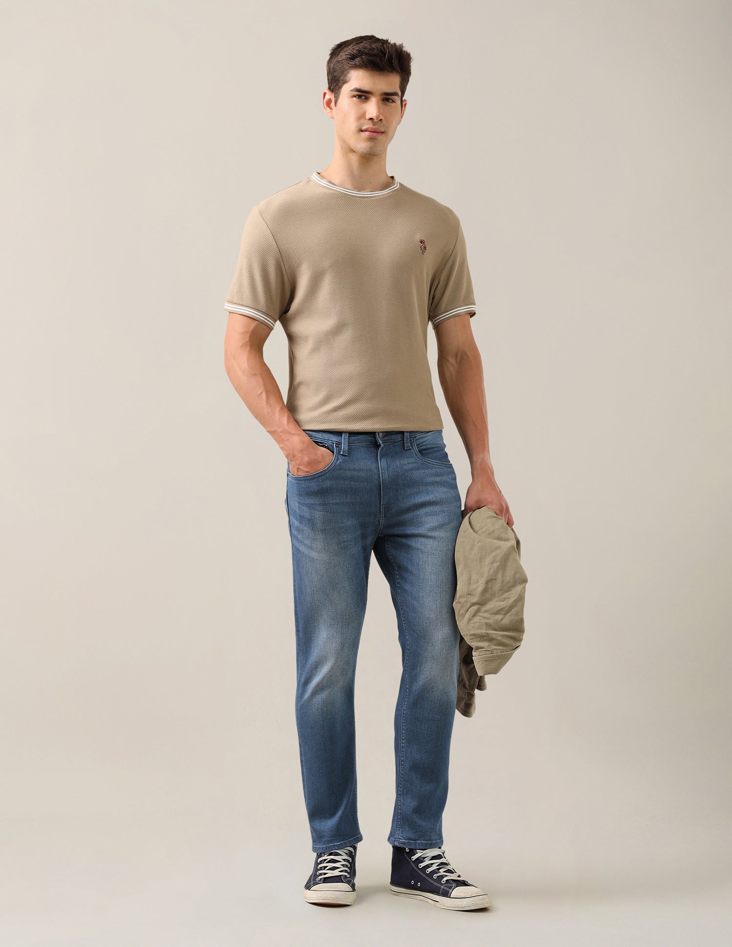 Cole Comfort Cropped Fit Blue Jeans Light Blue - U.S. Polo Assn. India | Large