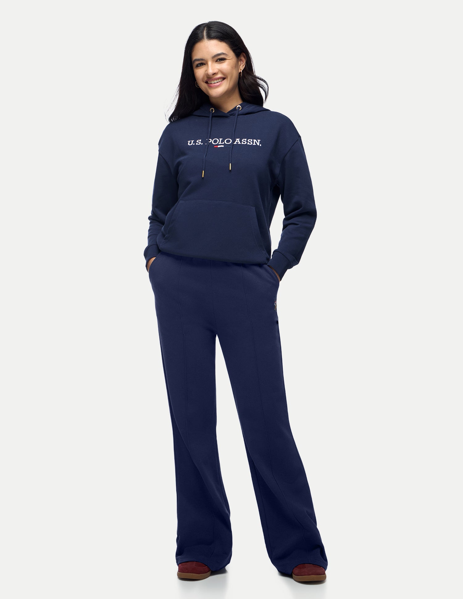 High Rise Fitted Flared Trousers Blue - U.S. Polo Assn. India | Large
