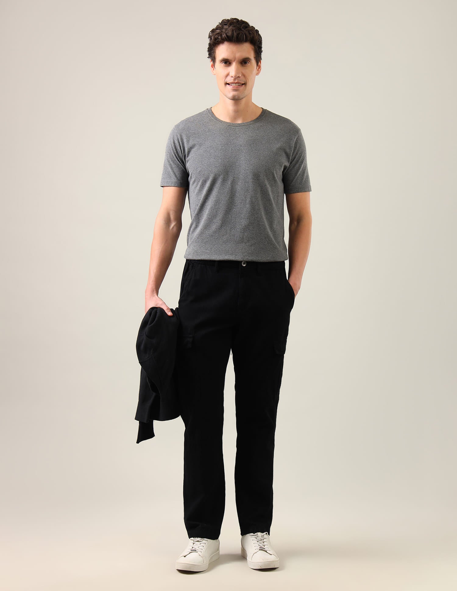 Harold Slim Straight Fit Mid Rise Cargos Black - U.S. Polo Assn. India | Large