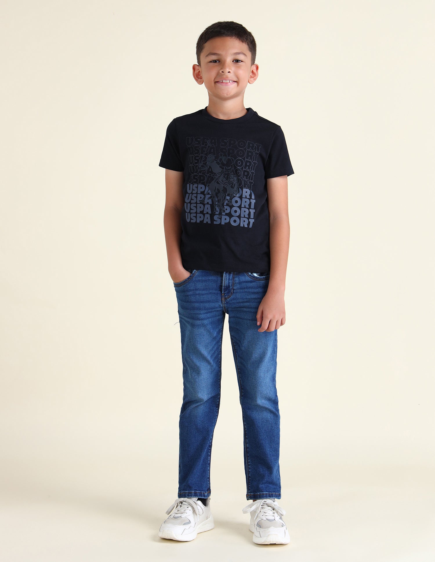 Boys Brand Printed Regular Fit T-Shirt Navy - U.S. POLO ASSN. | Large