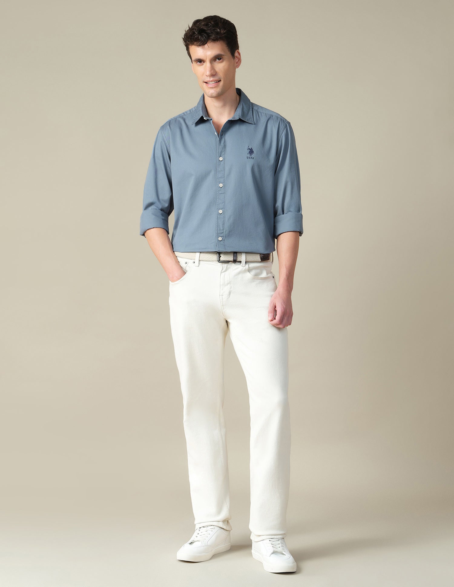 Twill Regular Fit Shirt Blue - U.S. Polo Assn. India | Large