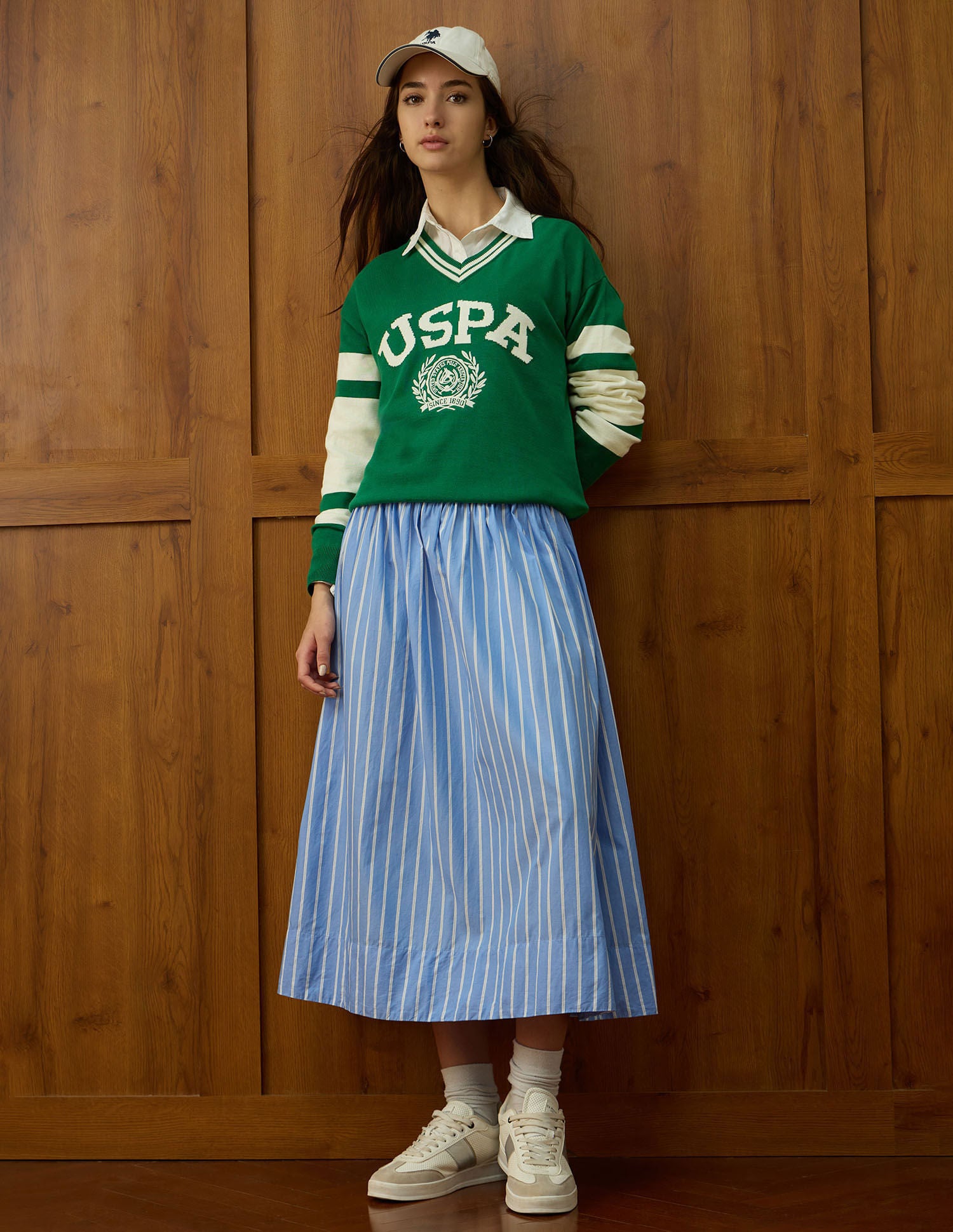 Brand Printed Relaxed Fit Sweater Green - U.S. POLO ASSN. | Large