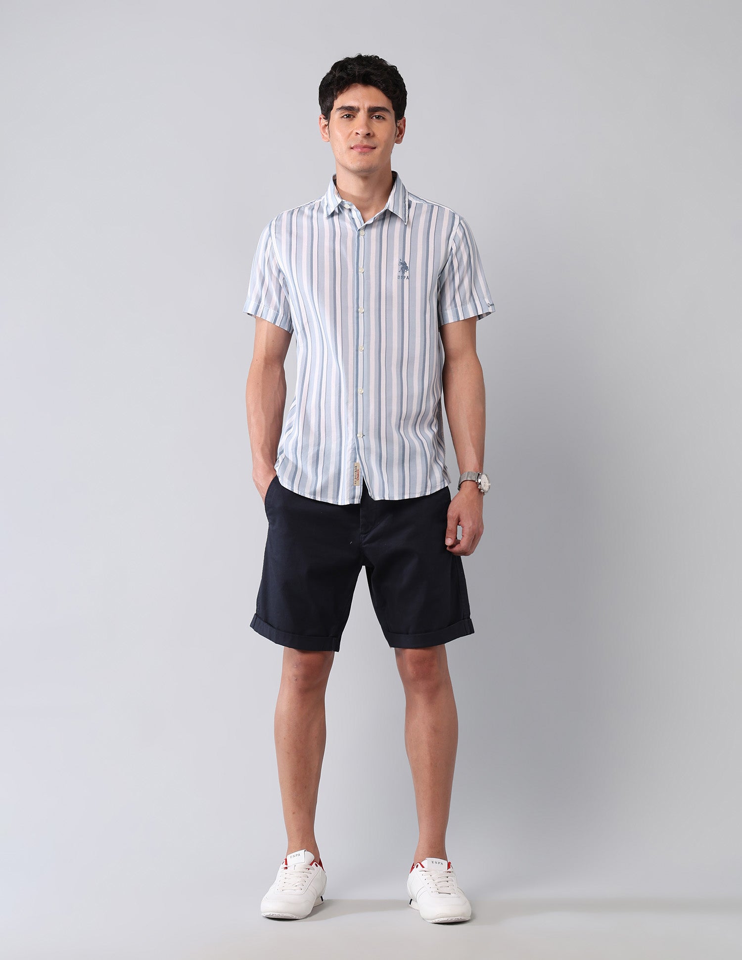 Vertical Striped Regular Fit Shirt Blue - U.S. Polo Assn. India | Large