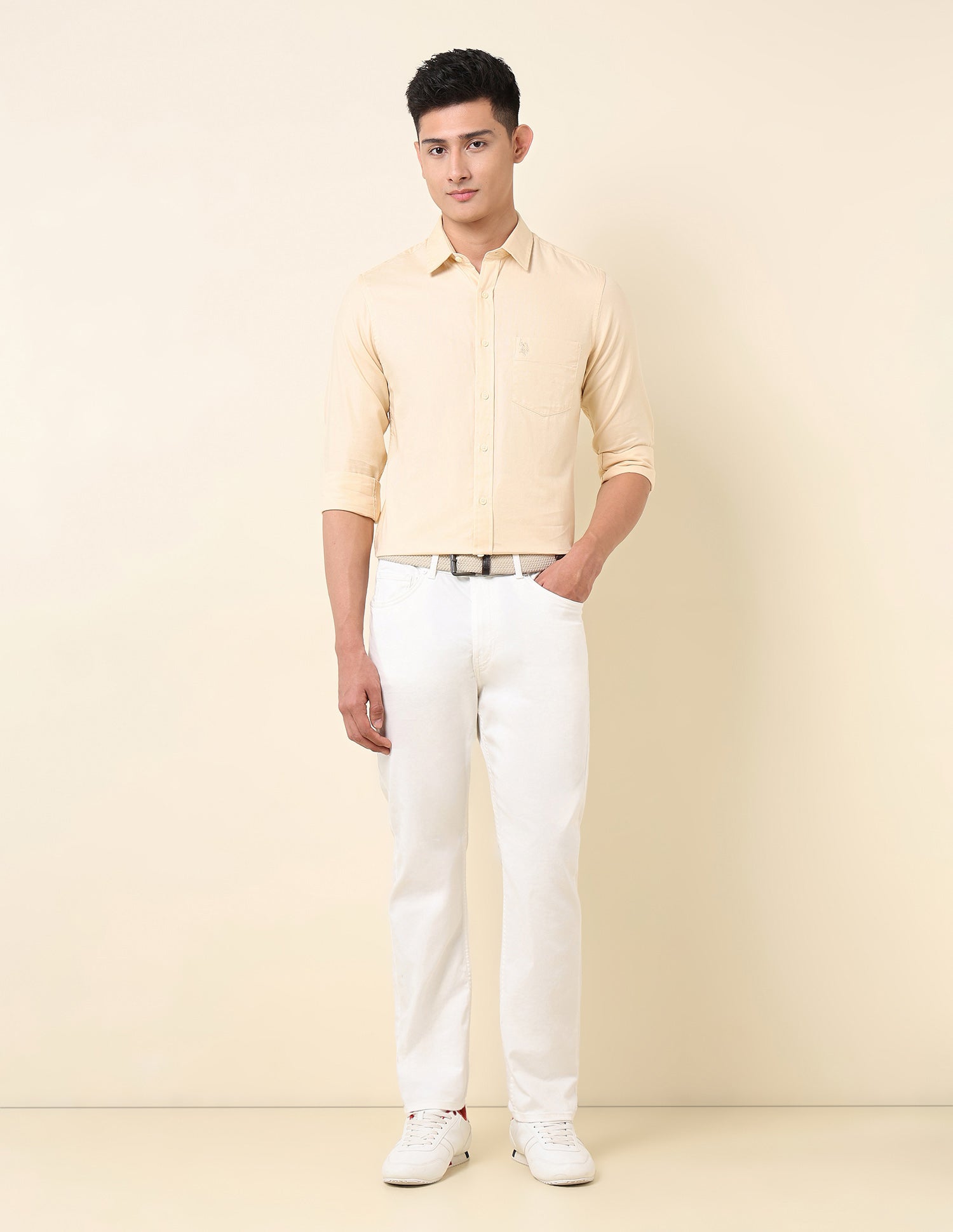 Solid Pure Cotton Shirt Yellow - U.S. Polo Assn. India | Large