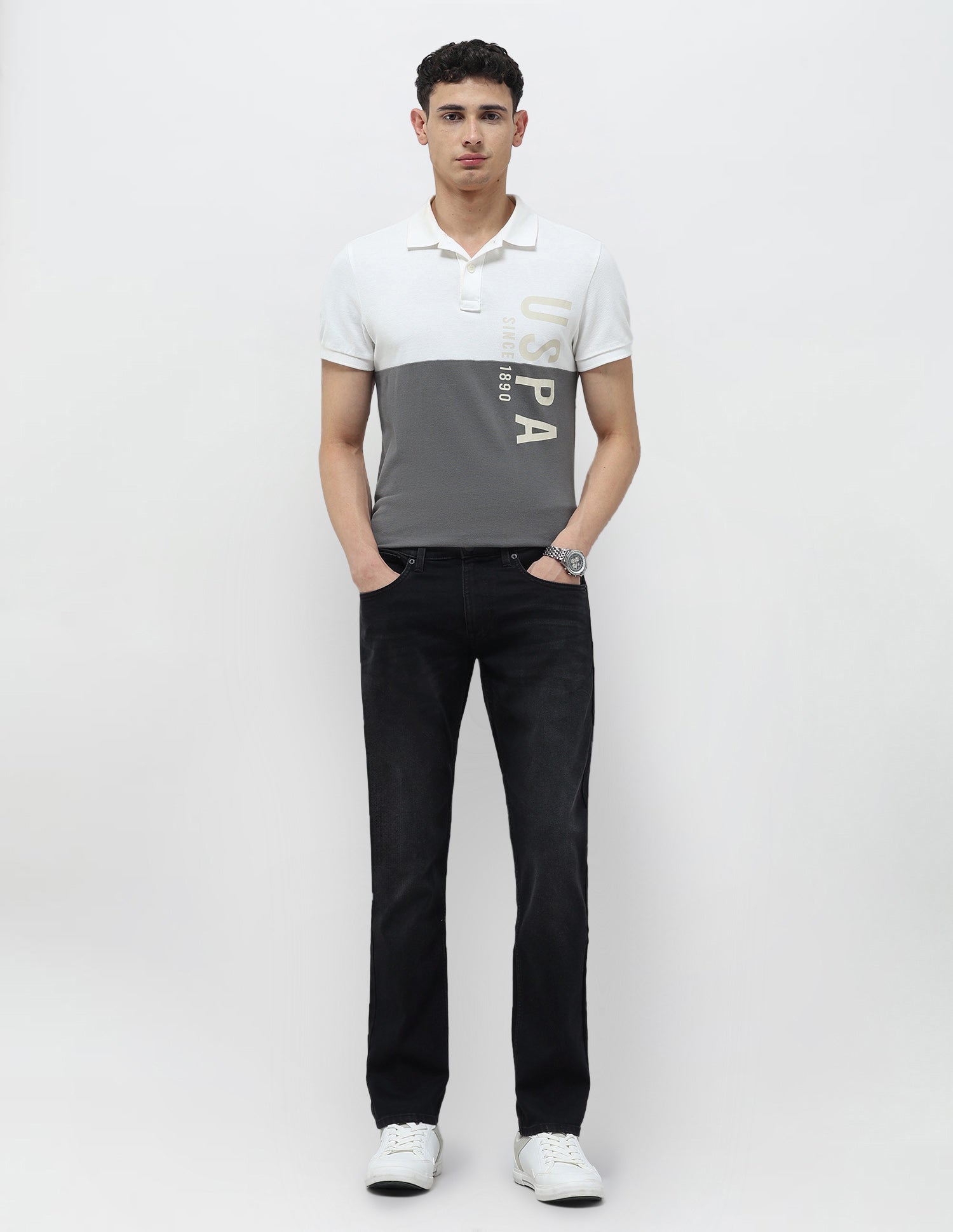 Brandon Slim Tapered Fit Whiskered Jeans Black - U.S. POLO ASSN. | Large