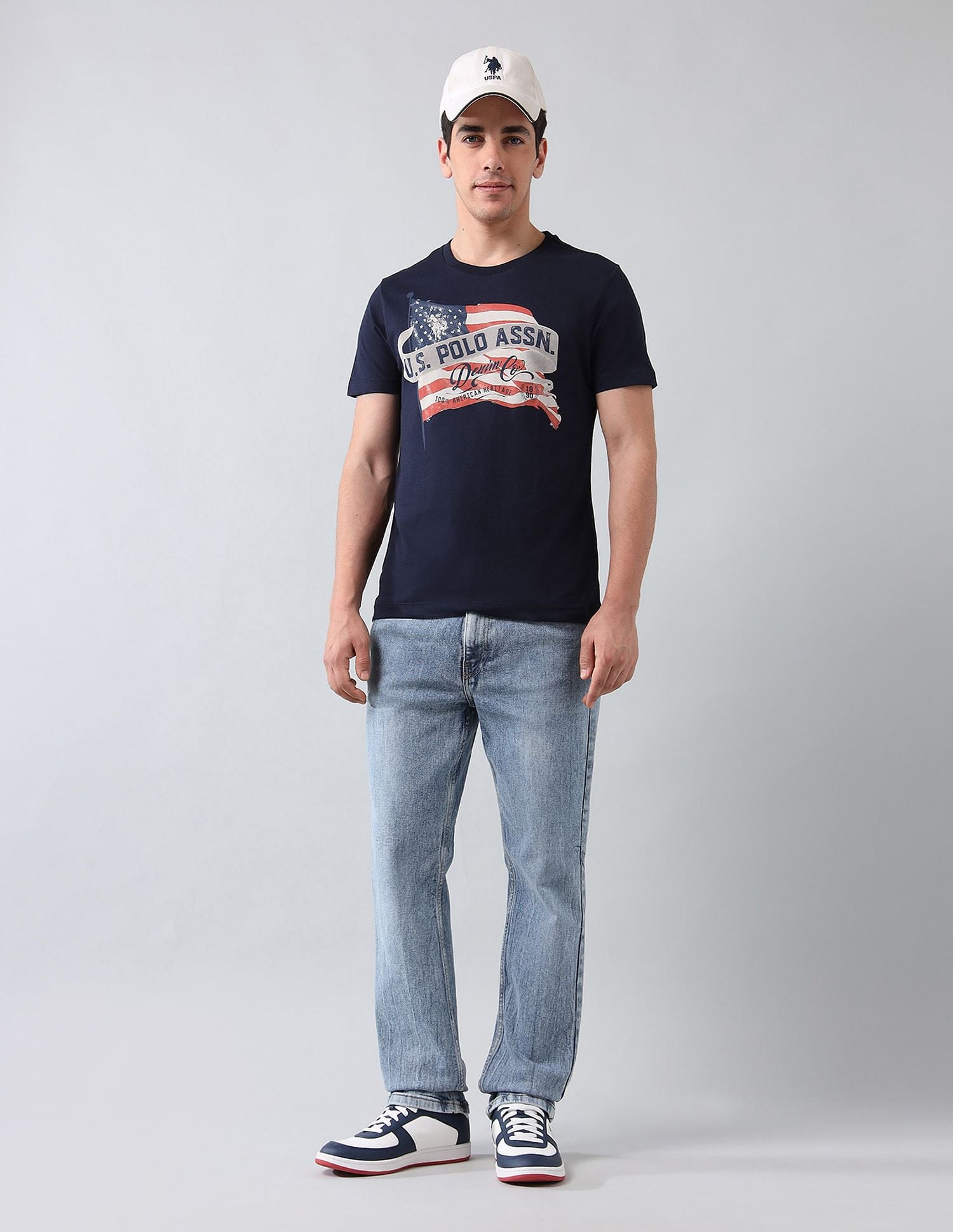 Muscle Fit Brand Printed T-Shirt Navy - U.S. Polo Assn. India | Large