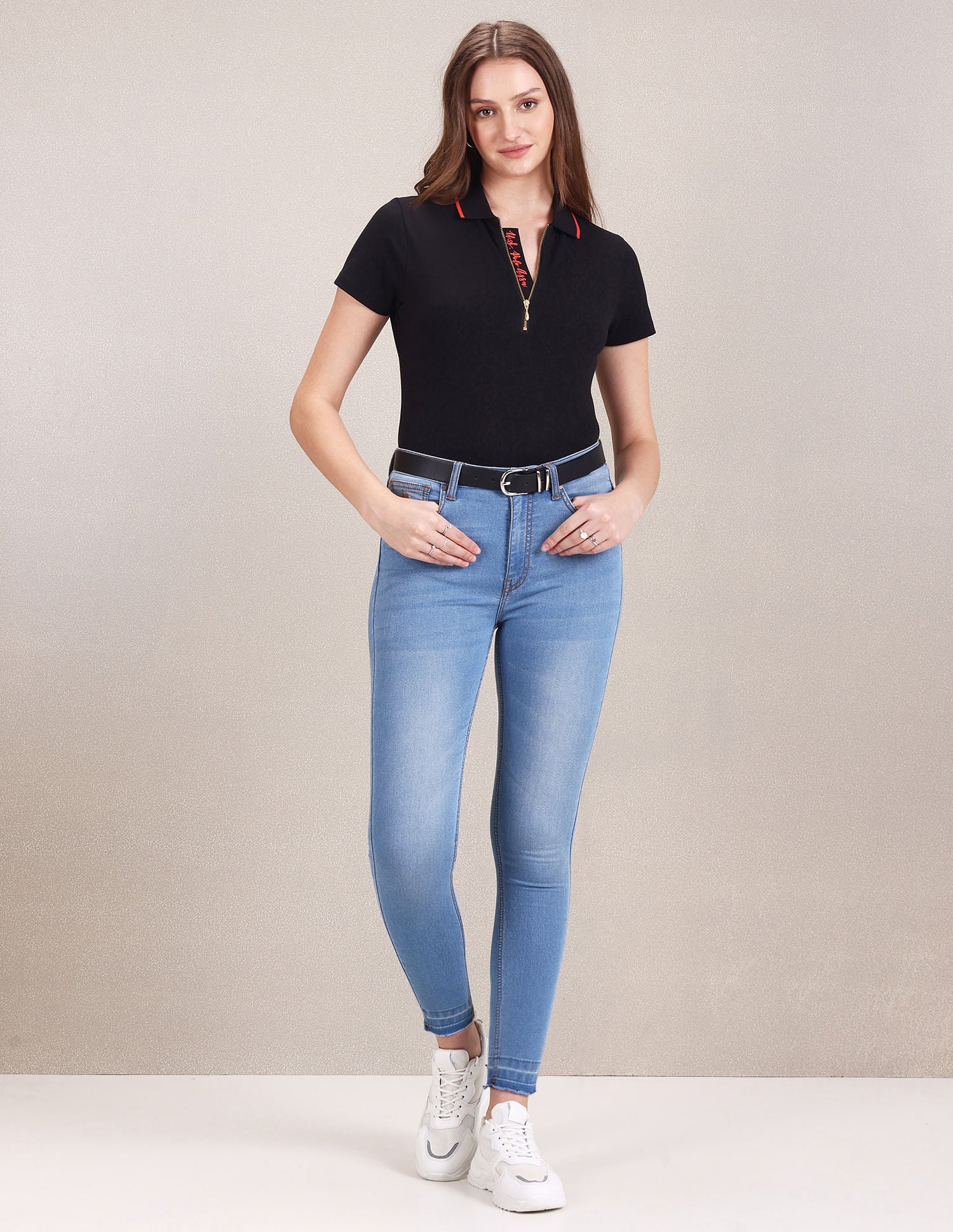 High Rise Stone Wash Jeans Blue - U.S. Polo Assn. India | Large