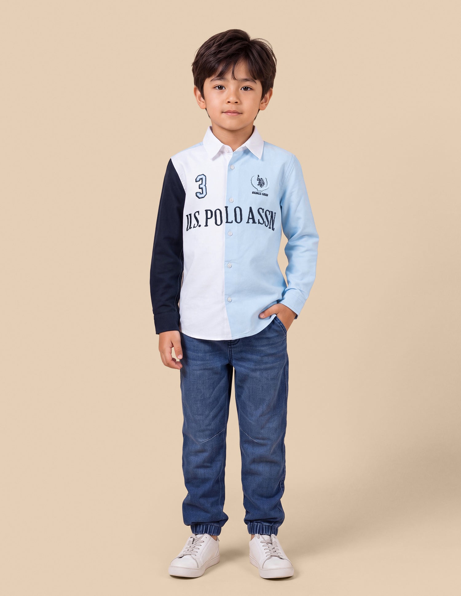 Brand Embroidered Oxford Shirt Light Blue - U.S. Polo Assn. India | Large