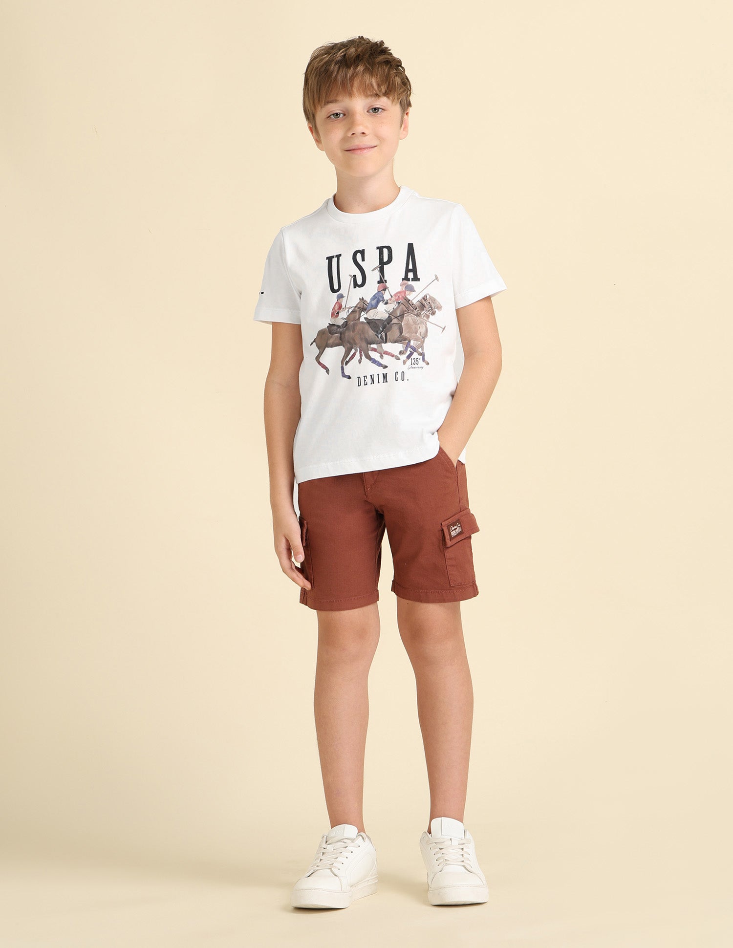Boys Pure Cotton Regular Fit T-Shirt Off White - U.S. POLO ASSN. | Large