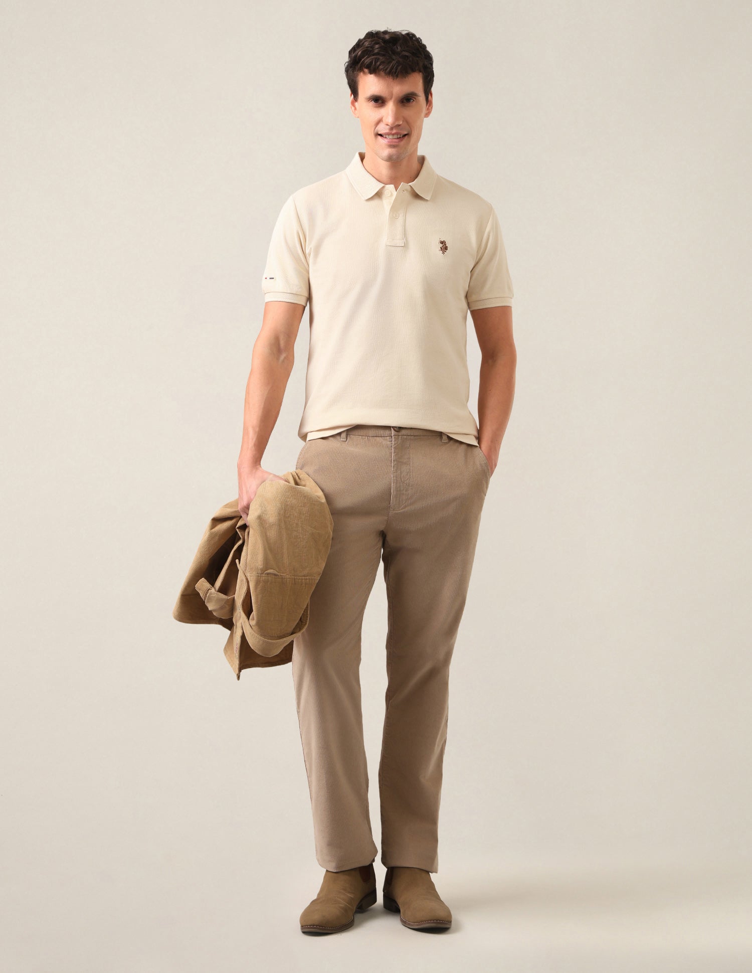 Solid Slim Fit Polo Shirt Ivory - U.S. Polo Assn. India | Large