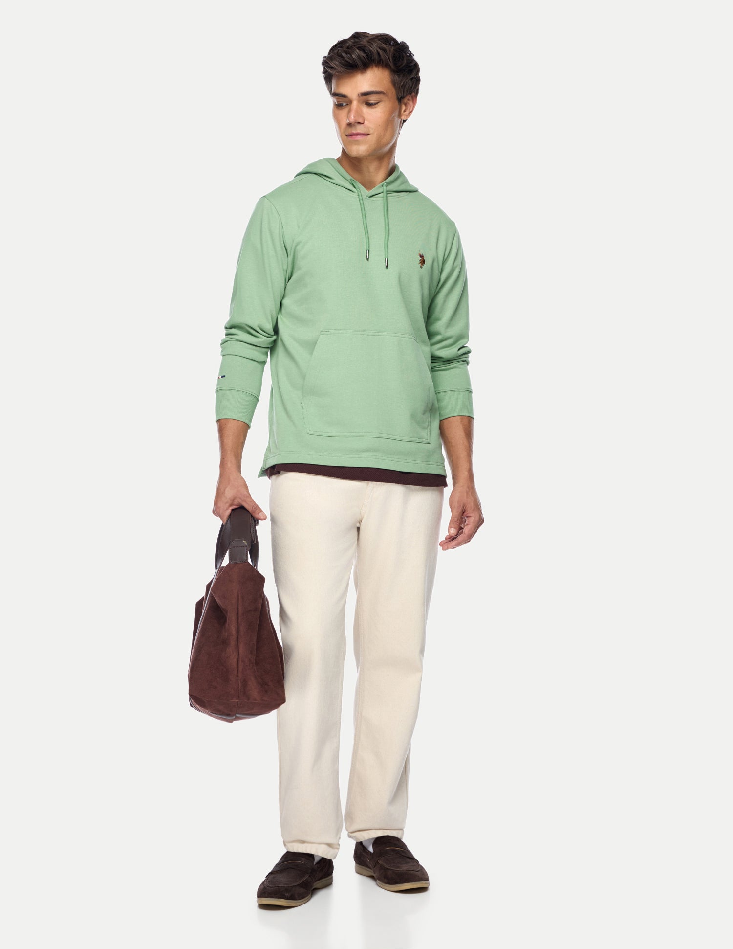 Solid Regular Fit Sweatshirt Light Green - U.S. Polo Assn. India | Large