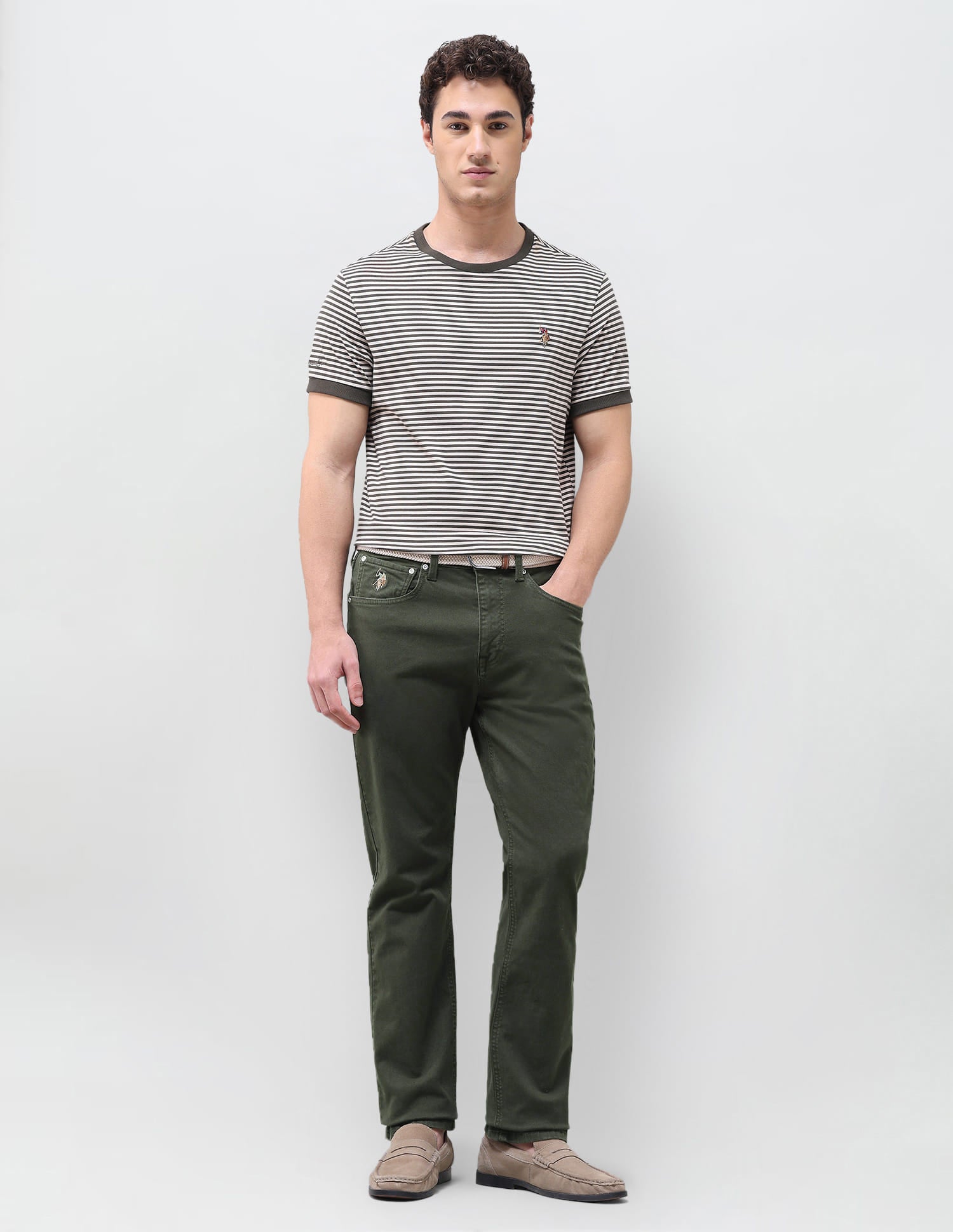 Solid Slim Straight Fit Jeans Green - U.S. Polo Assn. India | Large