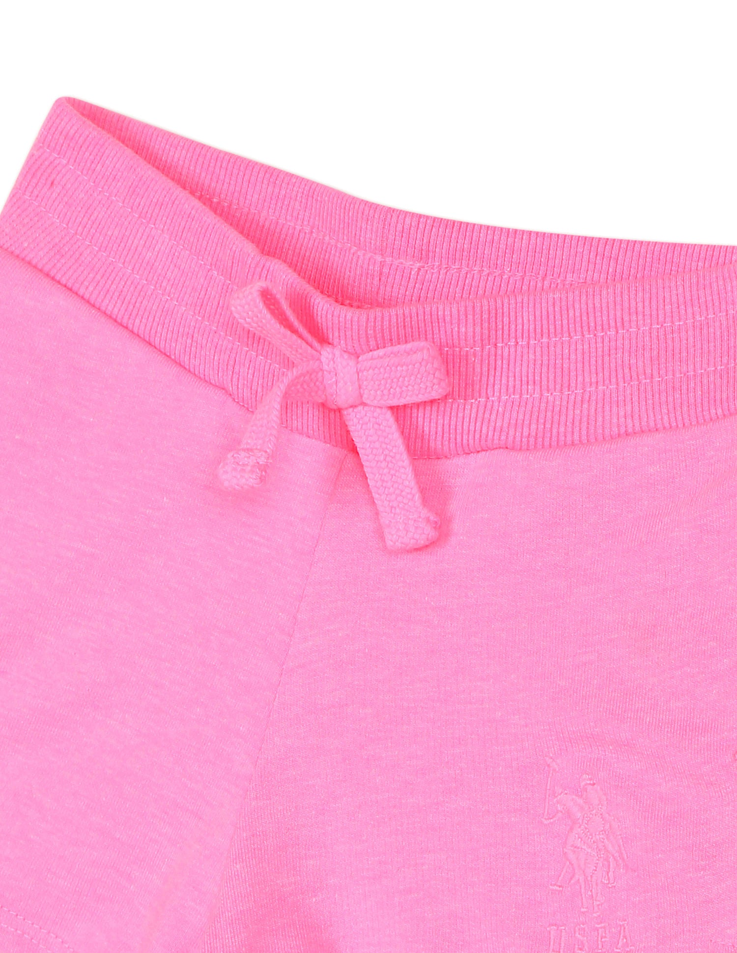 Drawstring Waist Solid Shorts Neon Pink - U.S. POLO ASSN. | Large