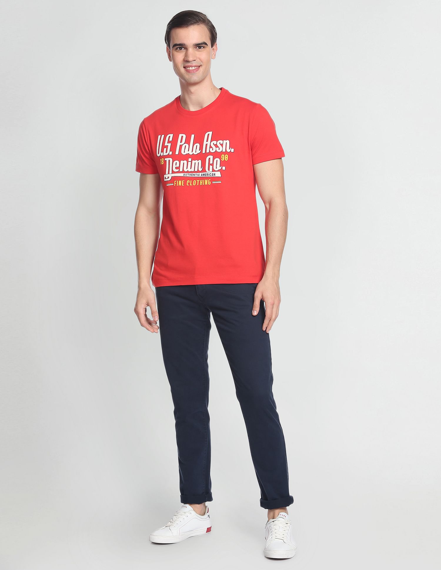 Typographic Brand Print T-Shirt Red - U.S. Polo Assn. India | Large