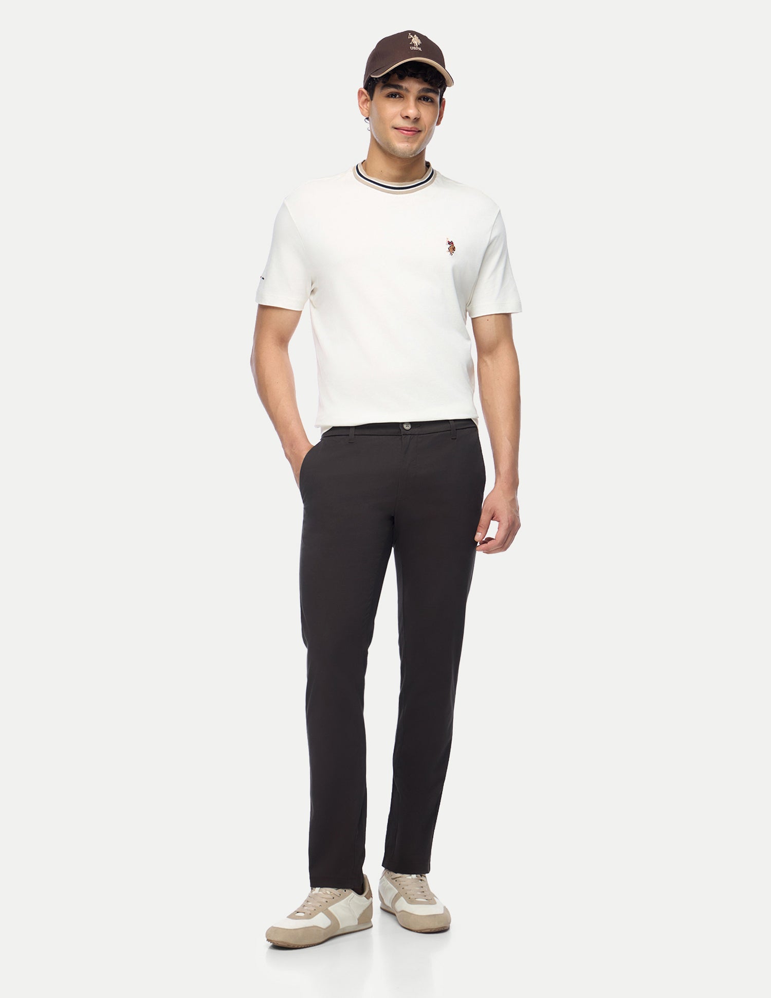 Denver Slim Fit Twill Trousers Choco - U.S. Polo Assn. India | Large