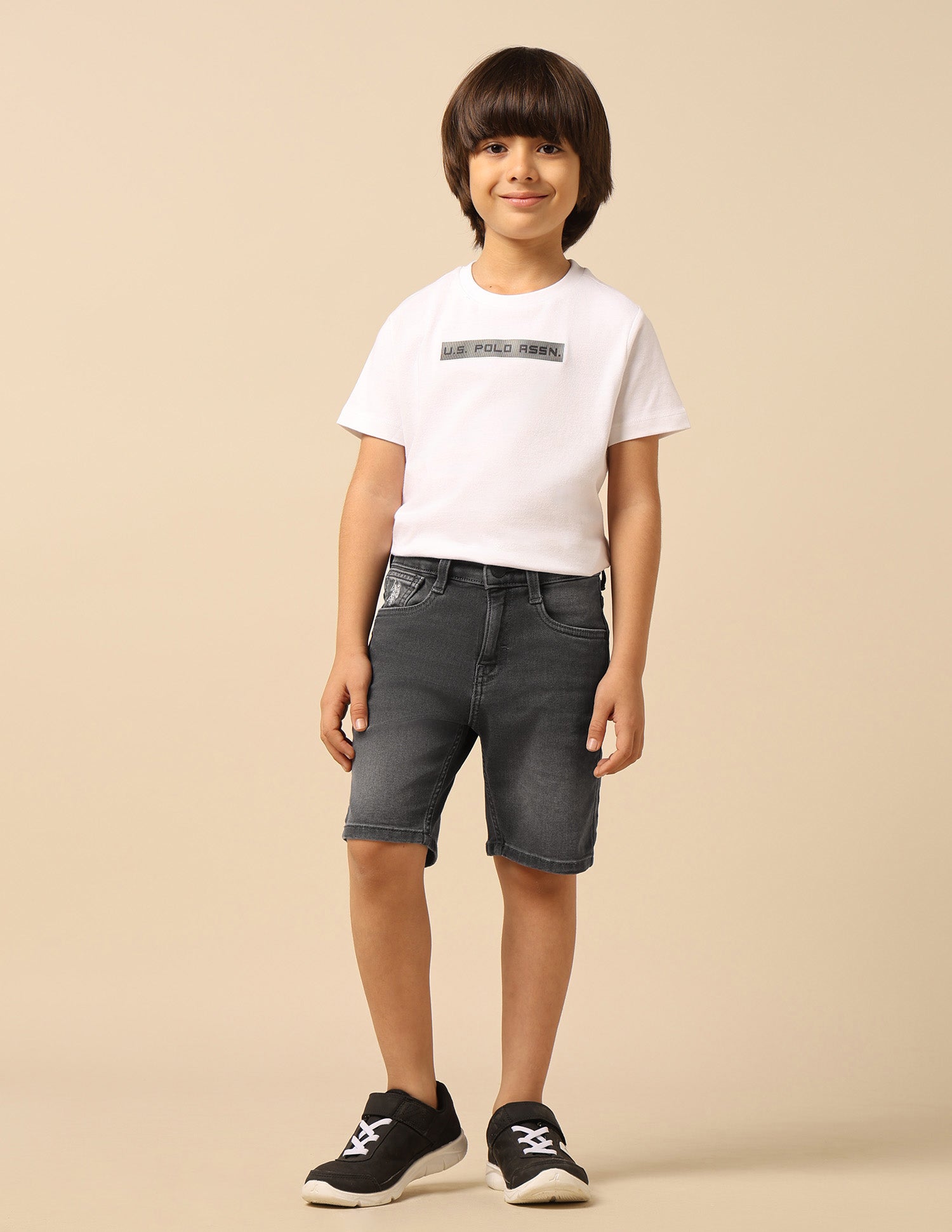 Boys Relaxed Fit Mid Rise Shorts Grey - U.S. POLO ASSN. | Large