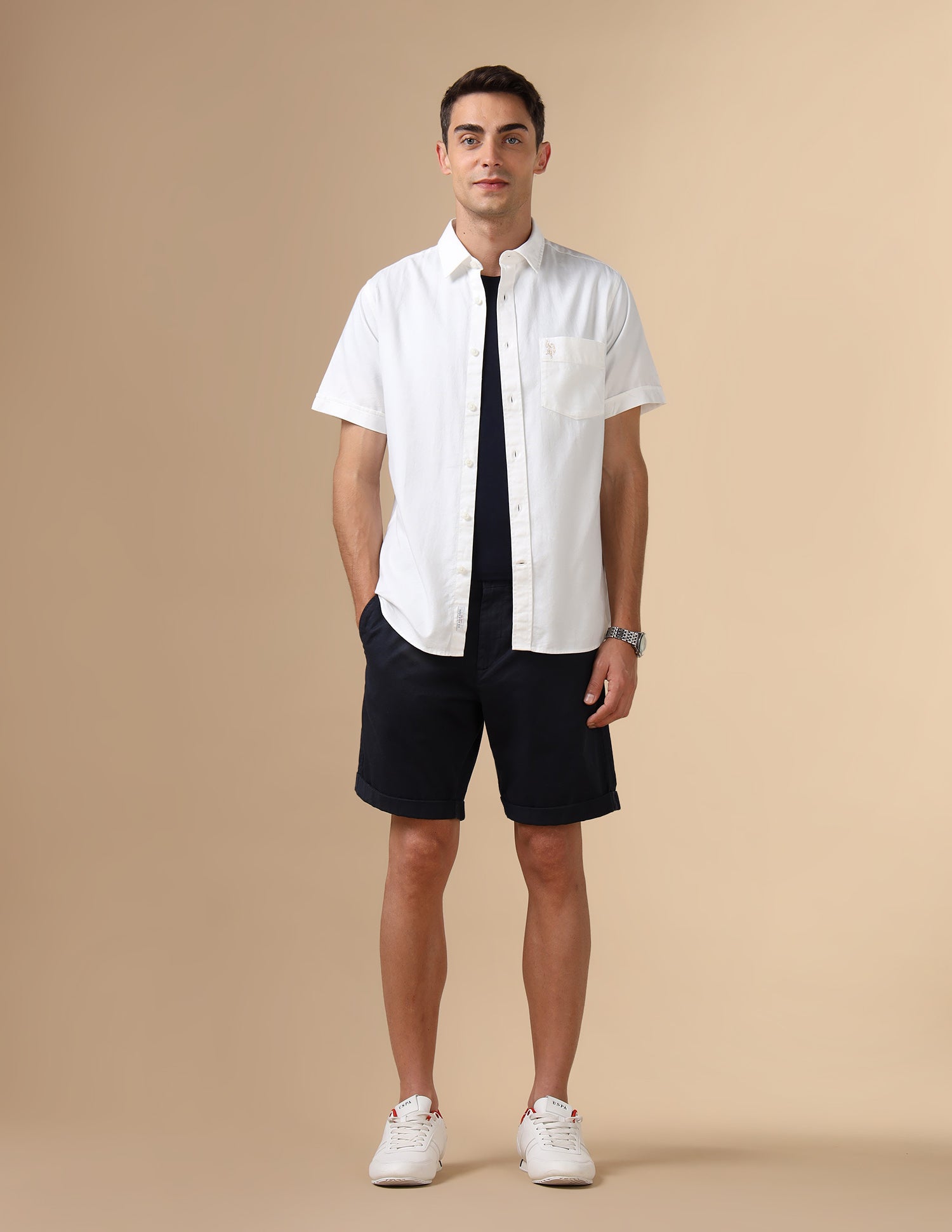 Dobby Pure Cotton Shirt White - U.S. POLO ASSN. | Large