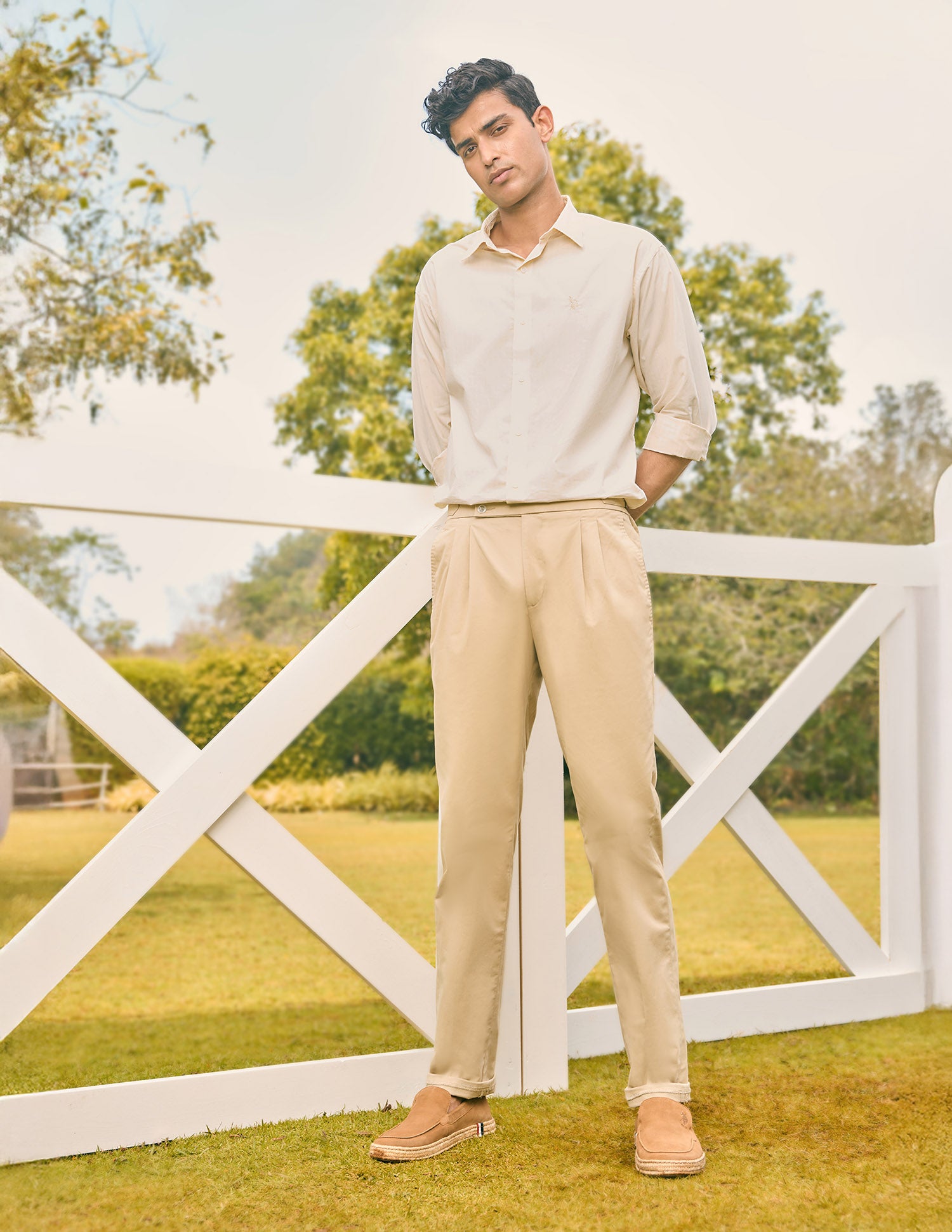 Pacho X Vertical Striped Tailored Fit Shirt Ivory - U.S. POLO ASSN. | Large