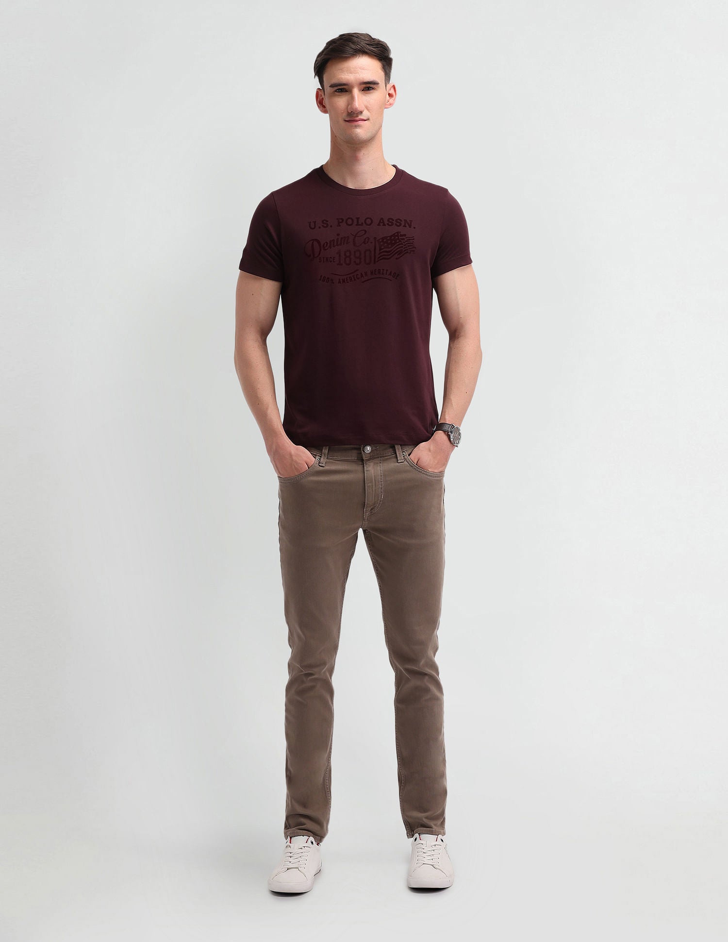 Muscle Fit Brand Print T-Shirt Wine - U.S. POLO ASSN. | Large