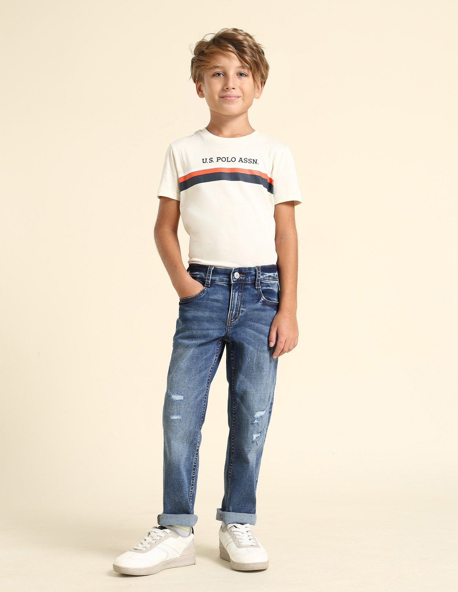 Boys Relaxed Fit Blue Jeans Blue - U.S. POLO ASSN. | Large