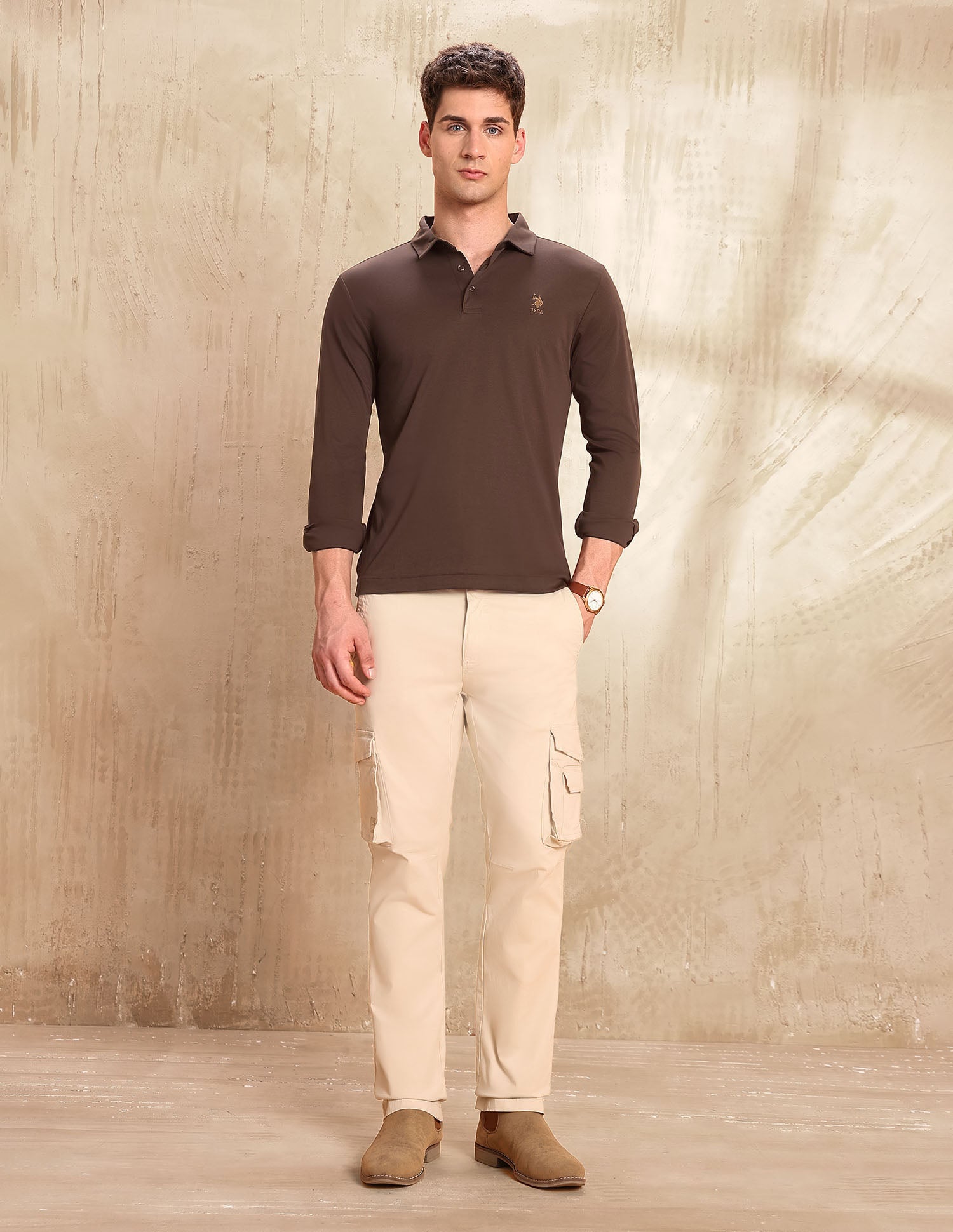 Solid Regular Fit Polo Shirt Dark Brown - U.S. Polo Assn. India | Large