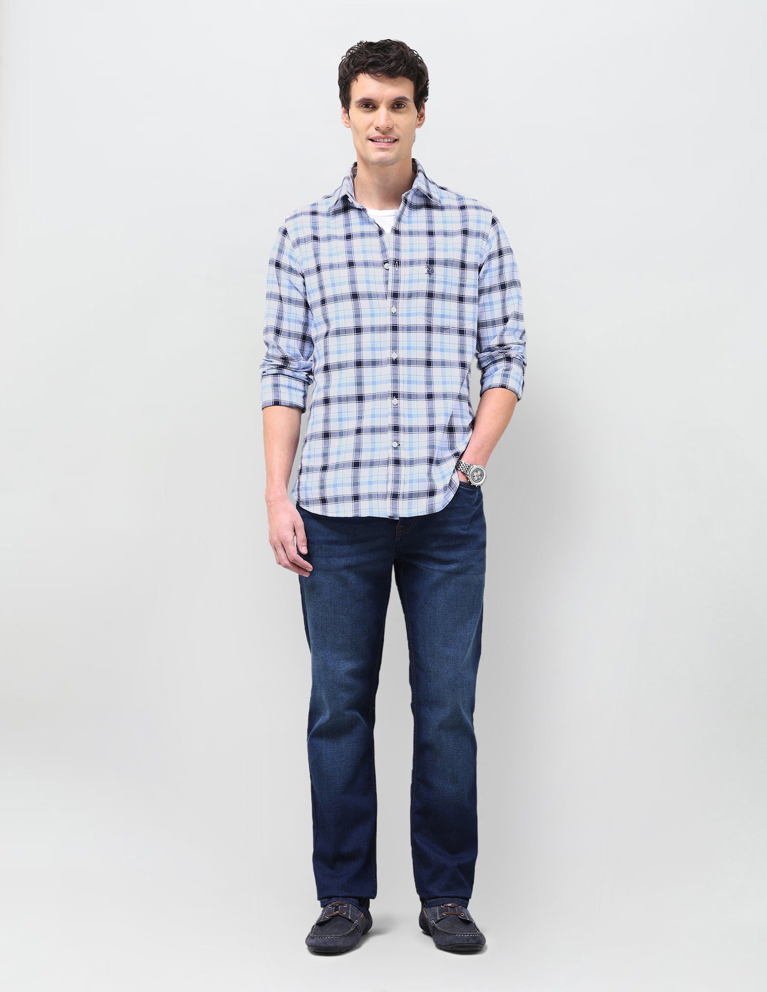 Oxford Tailored Fit Shirt Navy - U.S. Polo Assn. India | Large