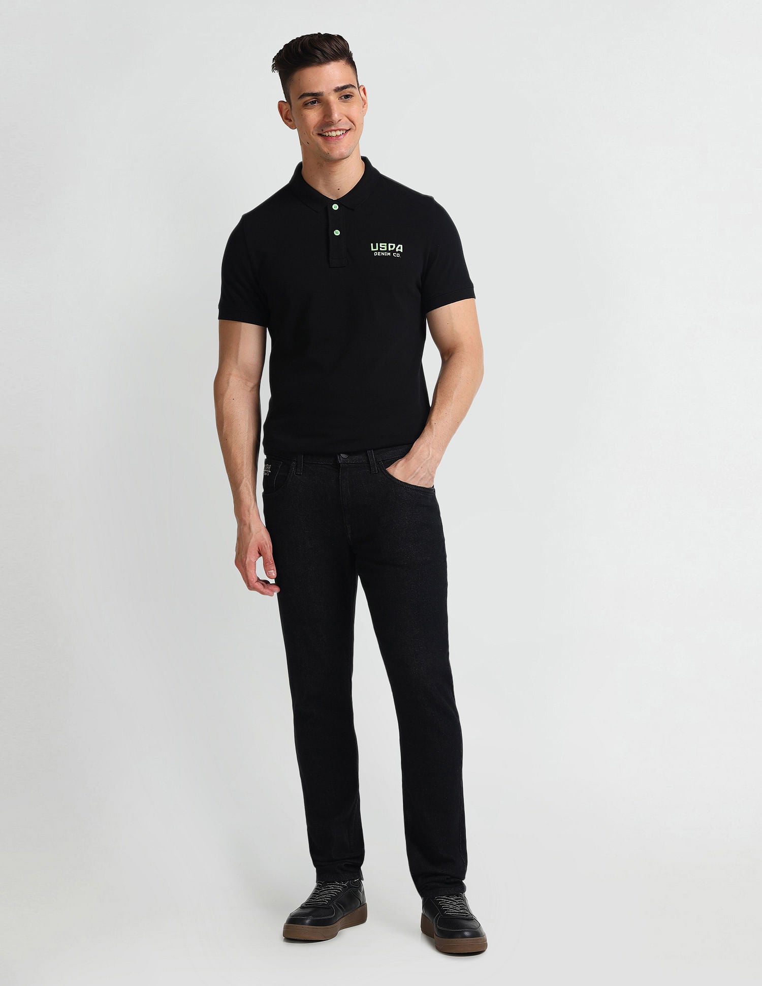 Brandon Slim Tapered Black Jeans Black - U.S. Polo Assn. India | Large