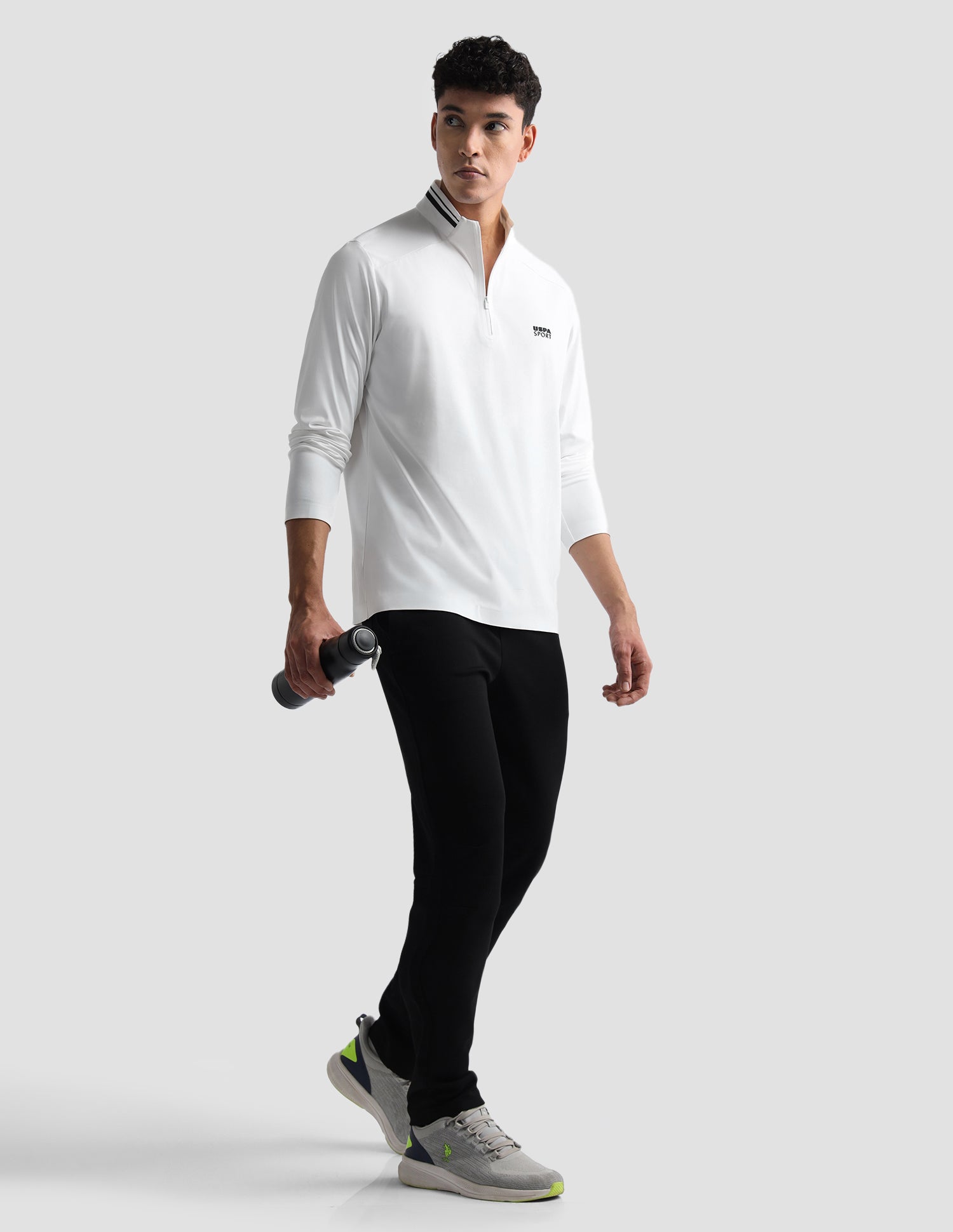 Solid Slim Fit Active Polo Shirt White - U.S. Polo Assn. India | Large