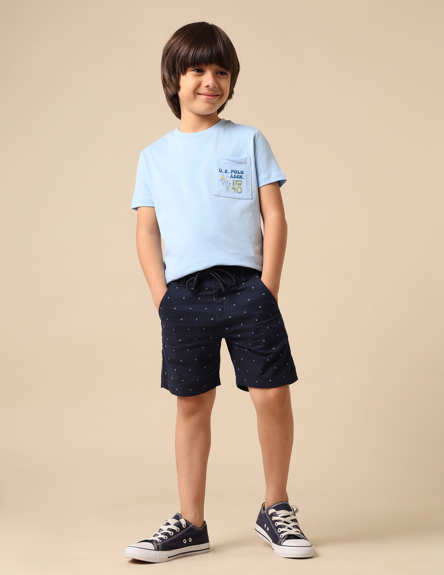 Boys Graphic Printed Regular Fit T Shirt Light Blue - U.S. POLO ASSN. | Large