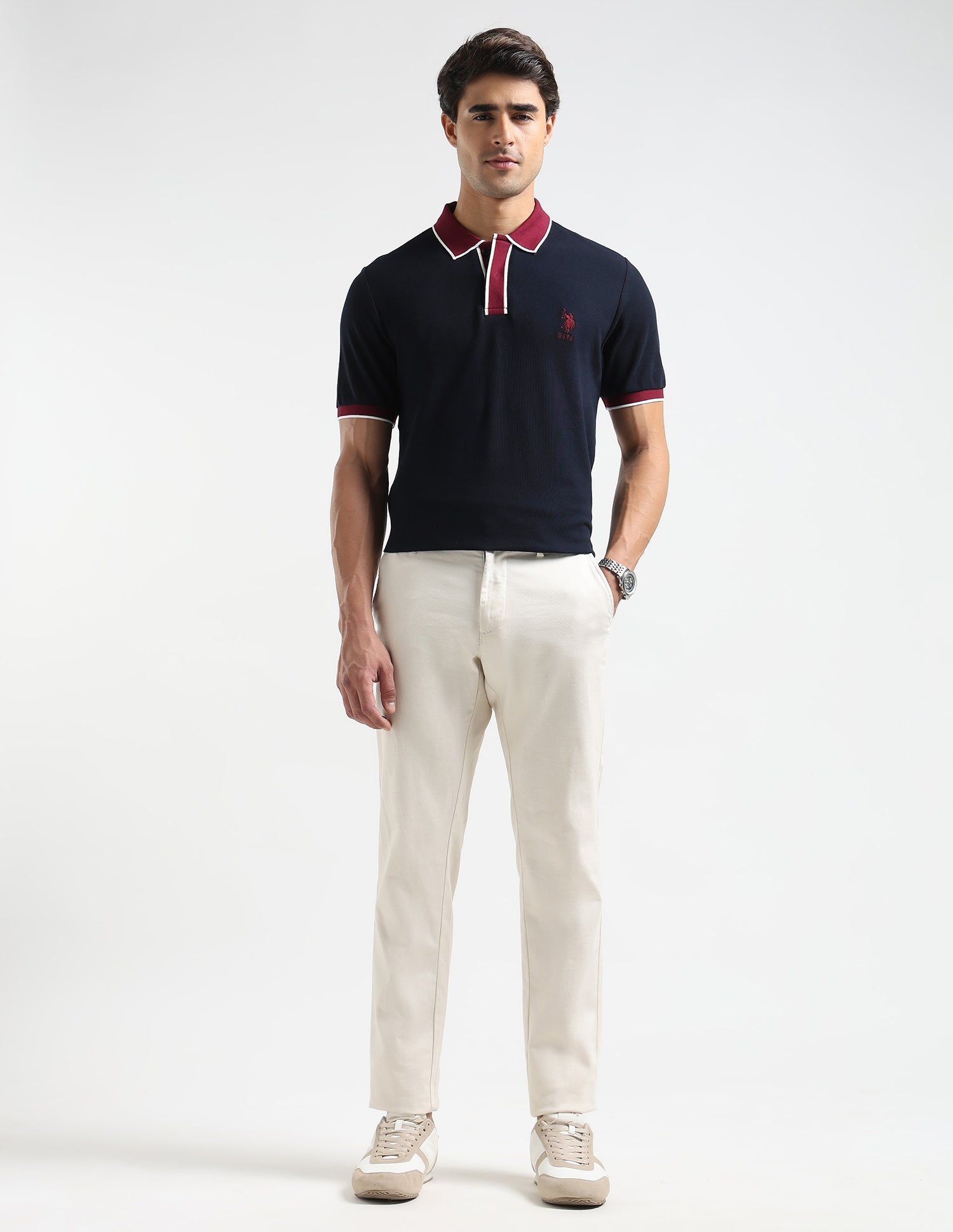 Pure Cotton Slim Fit Polo Shirt Navy - U.S. POLO ASSN. | Large
