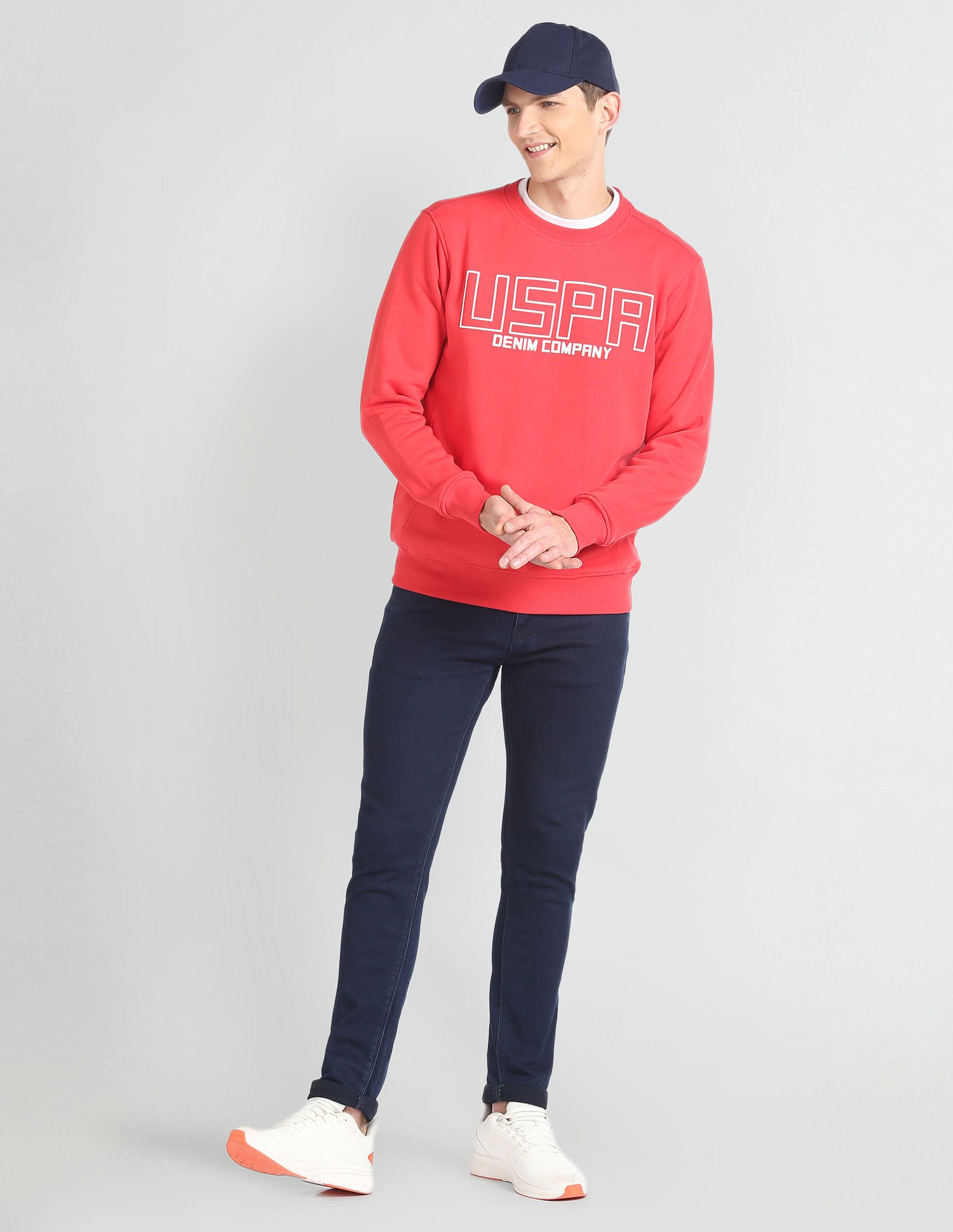 Crew Neck Brand Print Sweatshirt Red - U.S. POLO ASSN. | Large