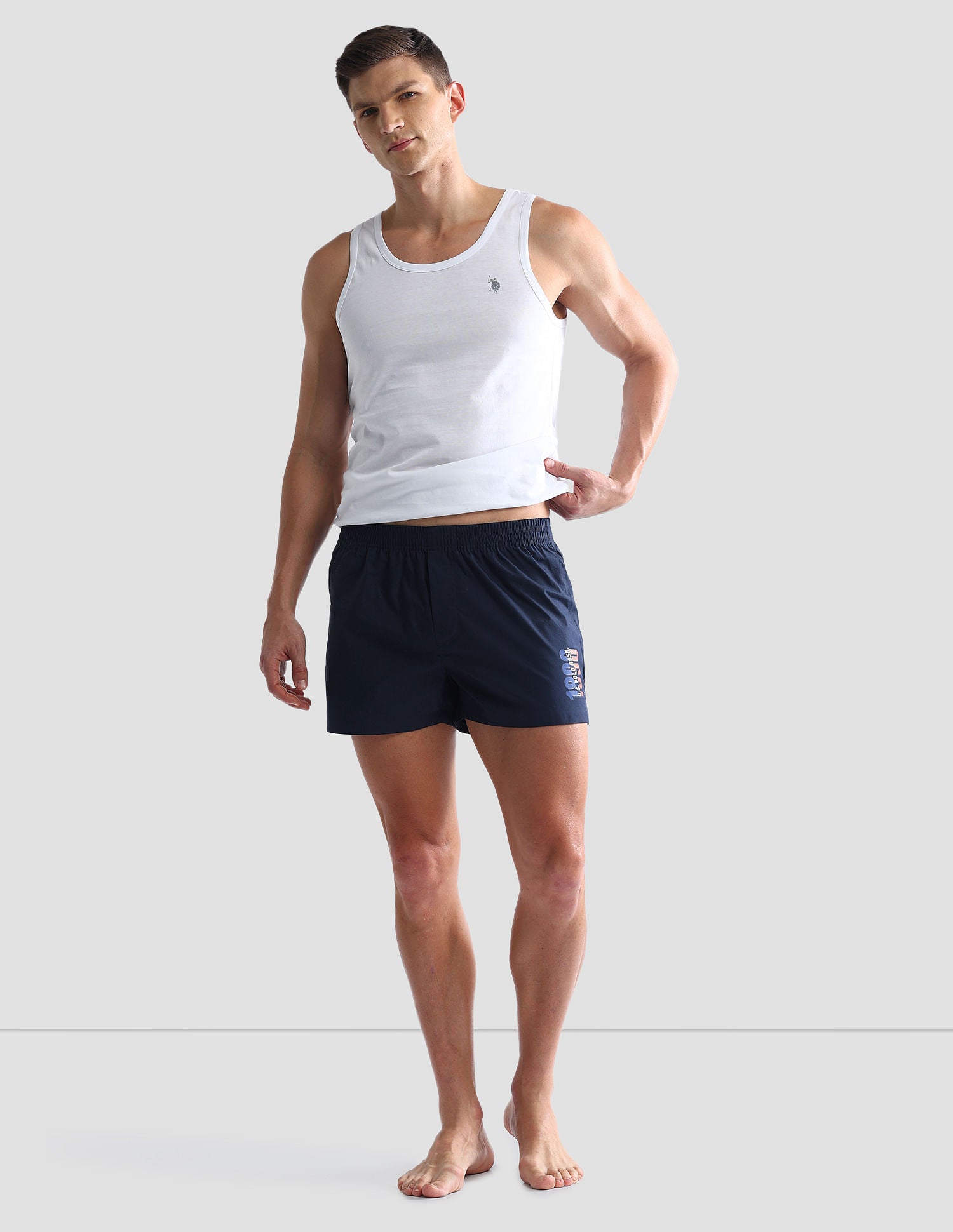 Pure Cotton Solid OEX03 Boxers - Pack Of 1 Navy - U.S. POLO ASSN. | Large