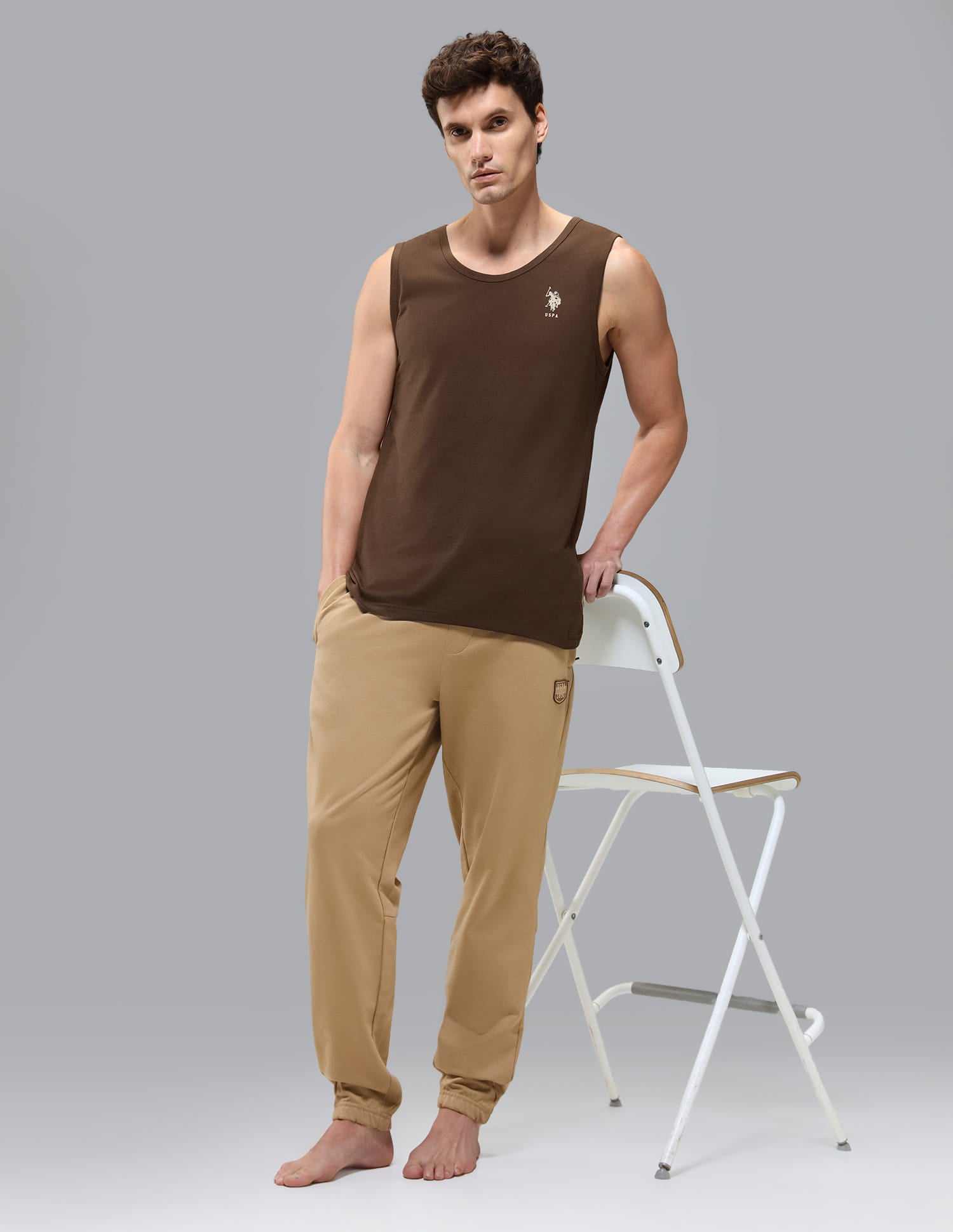 Pure Cotton Printed OEV10 Vest Brown - U.S. Polo Assn. India | Large