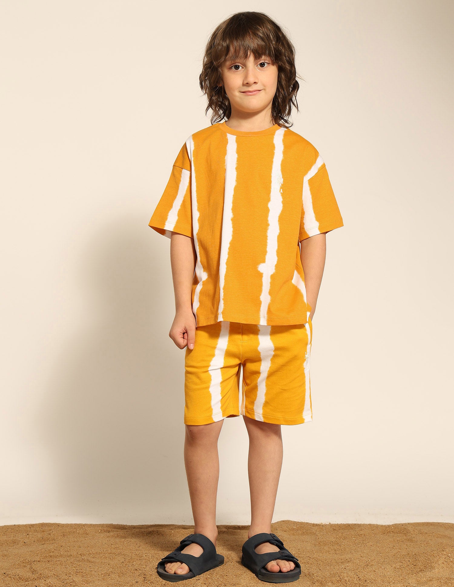 Boys All Over Printed Relaxed Fit T-Shirt Yellow - U.S. POLO ASSN. | Large