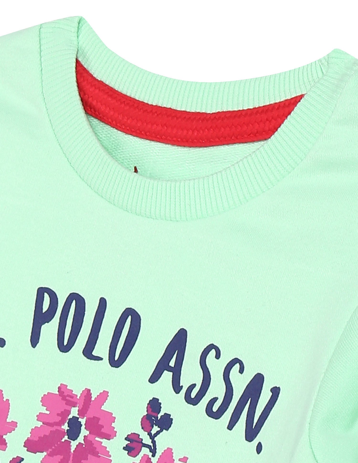 Crew Neck Printed Sweatshirt Light Green - U.S. POLO ASSN. | Large