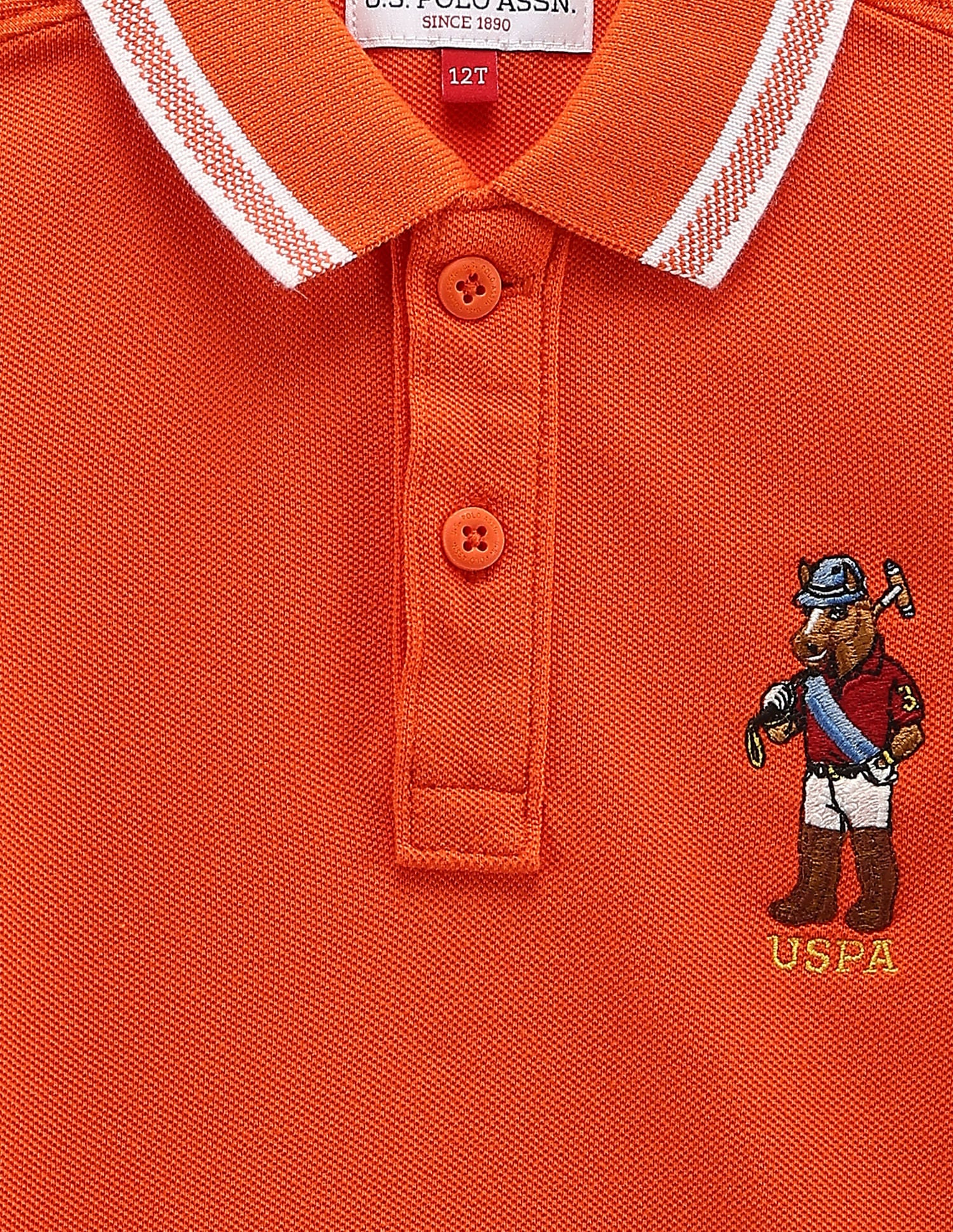 Boys Mascot Logo Cotton Polo Shirt Dark Orange - U.S. POLO ASSN. | Large