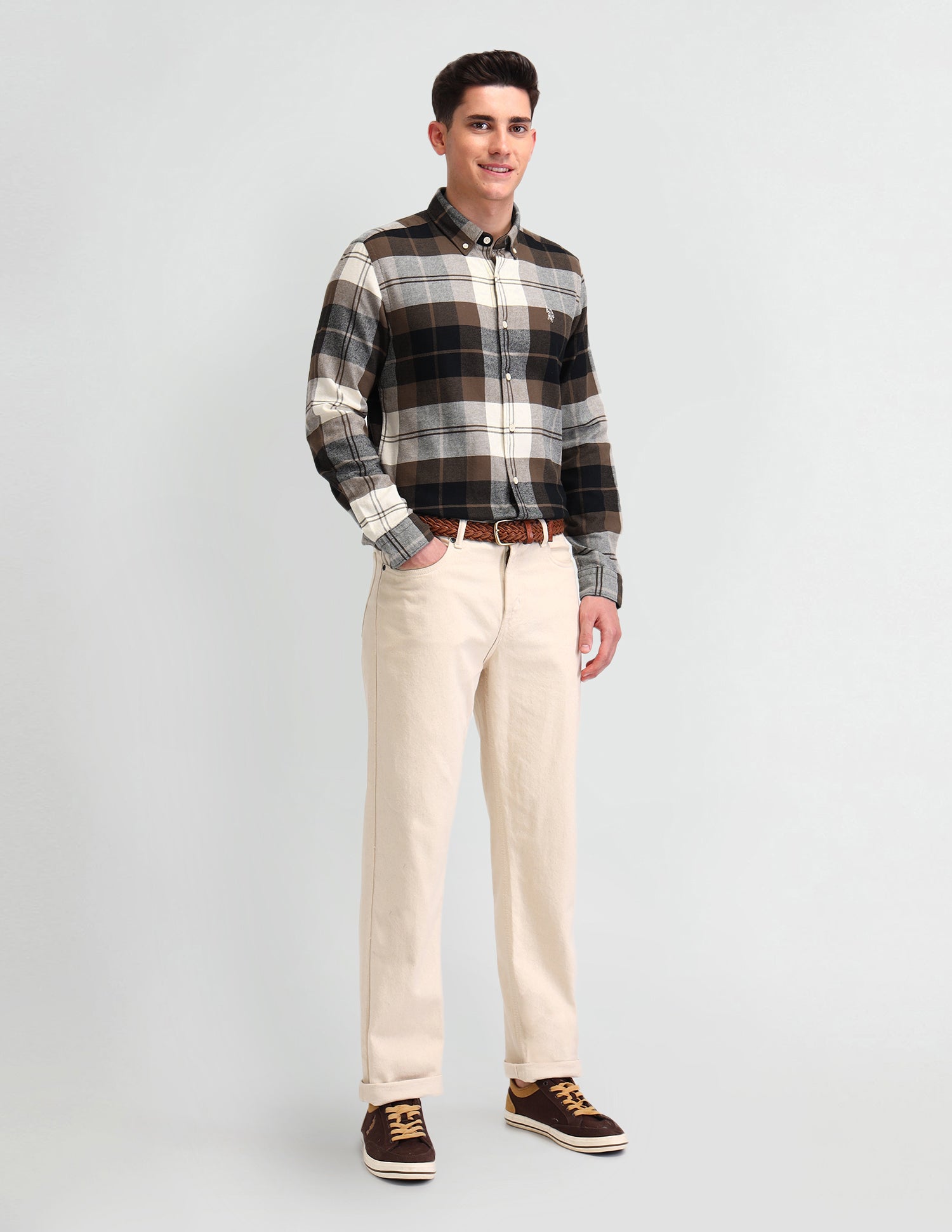 Plaid Checked Cotton Shirt Brown - U.S. Polo Assn. India | Large