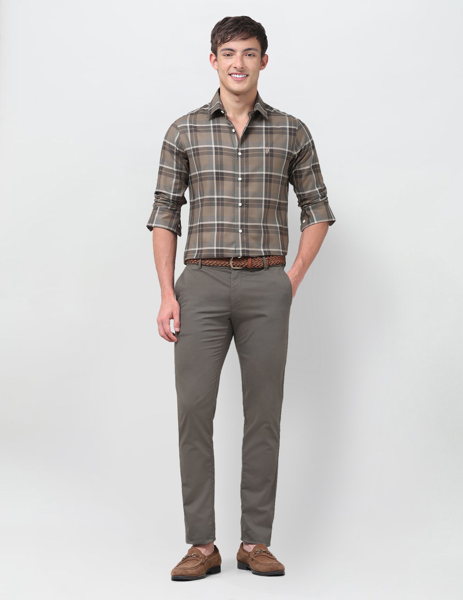 Tartan Checked Twill Shirt Olive - U.S. Polo Assn. India | Large