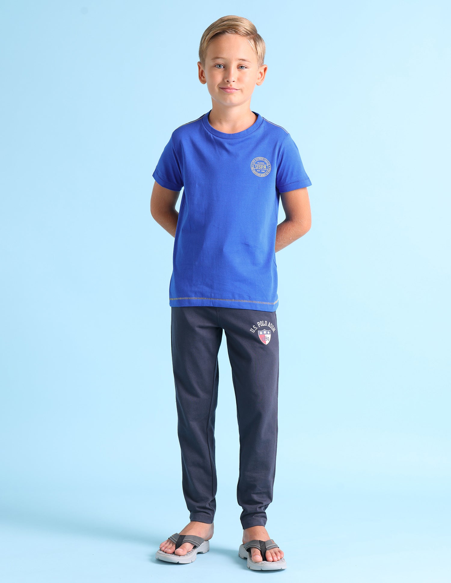 Ribbed Neck Cotton IKEA Lounge T-Shirt - Pack Of 1 Blue - U.S. POLO ASSN. | Large