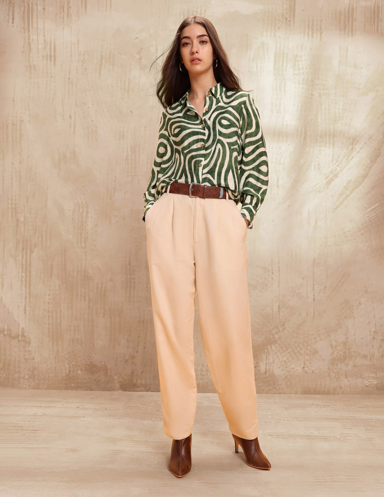 Abstract Printed Regular Fit Shirt Olive - U.S. POLO ASSN. | Large