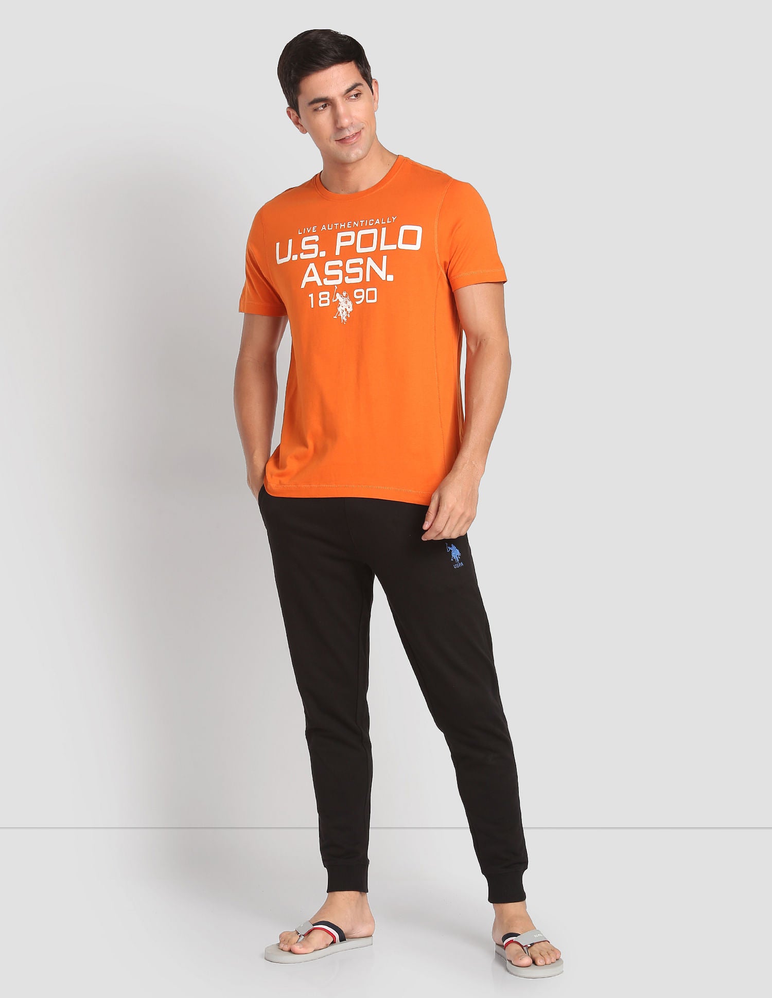 Crew Neck Tri Blend I682 Lounge T-Shirt - Pack Of 1 Orange - U.S. POLO ASSN. | Large