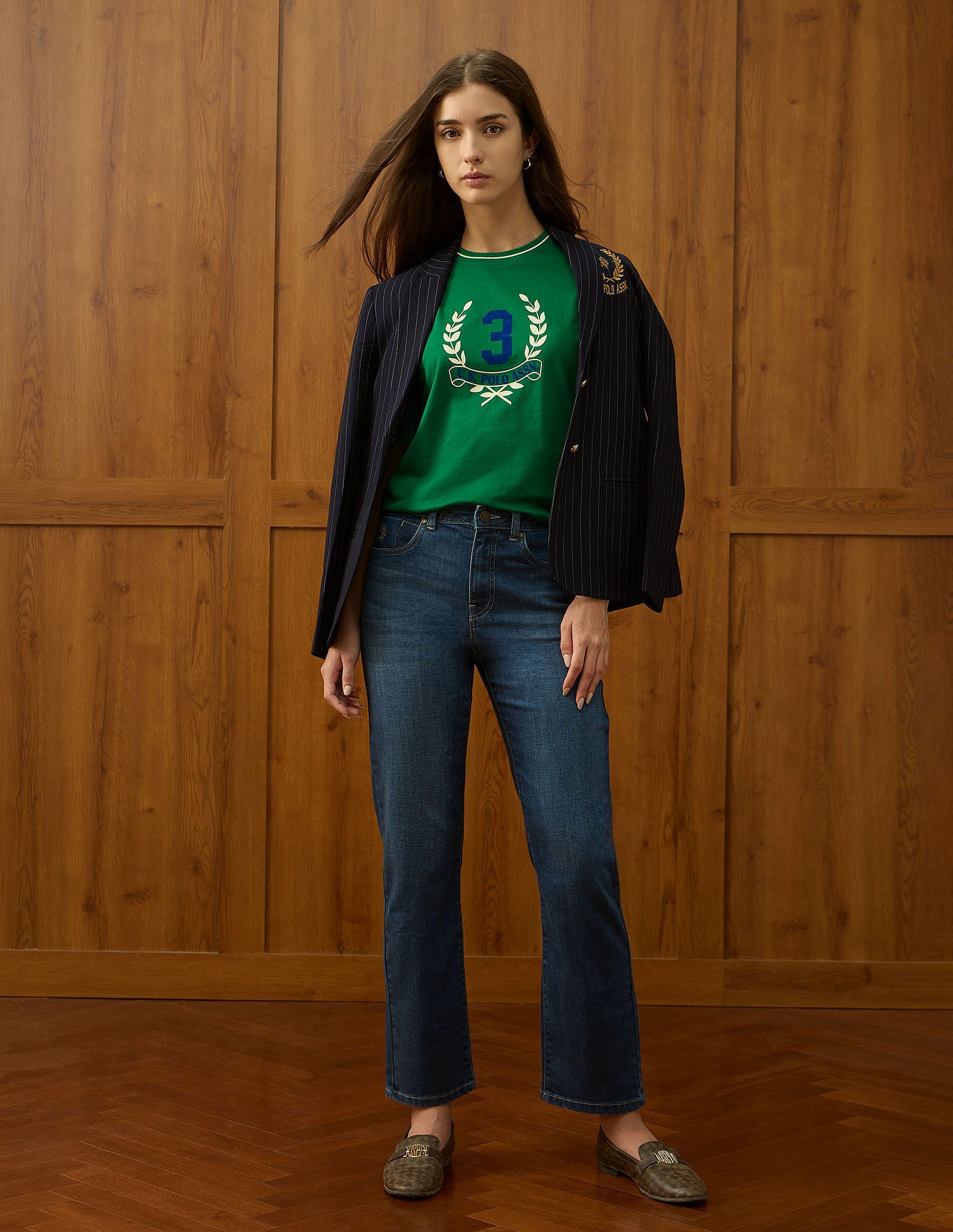 Boxy Fit Brand Printed T-Shirt Green - U.S. POLO ASSN. | Large