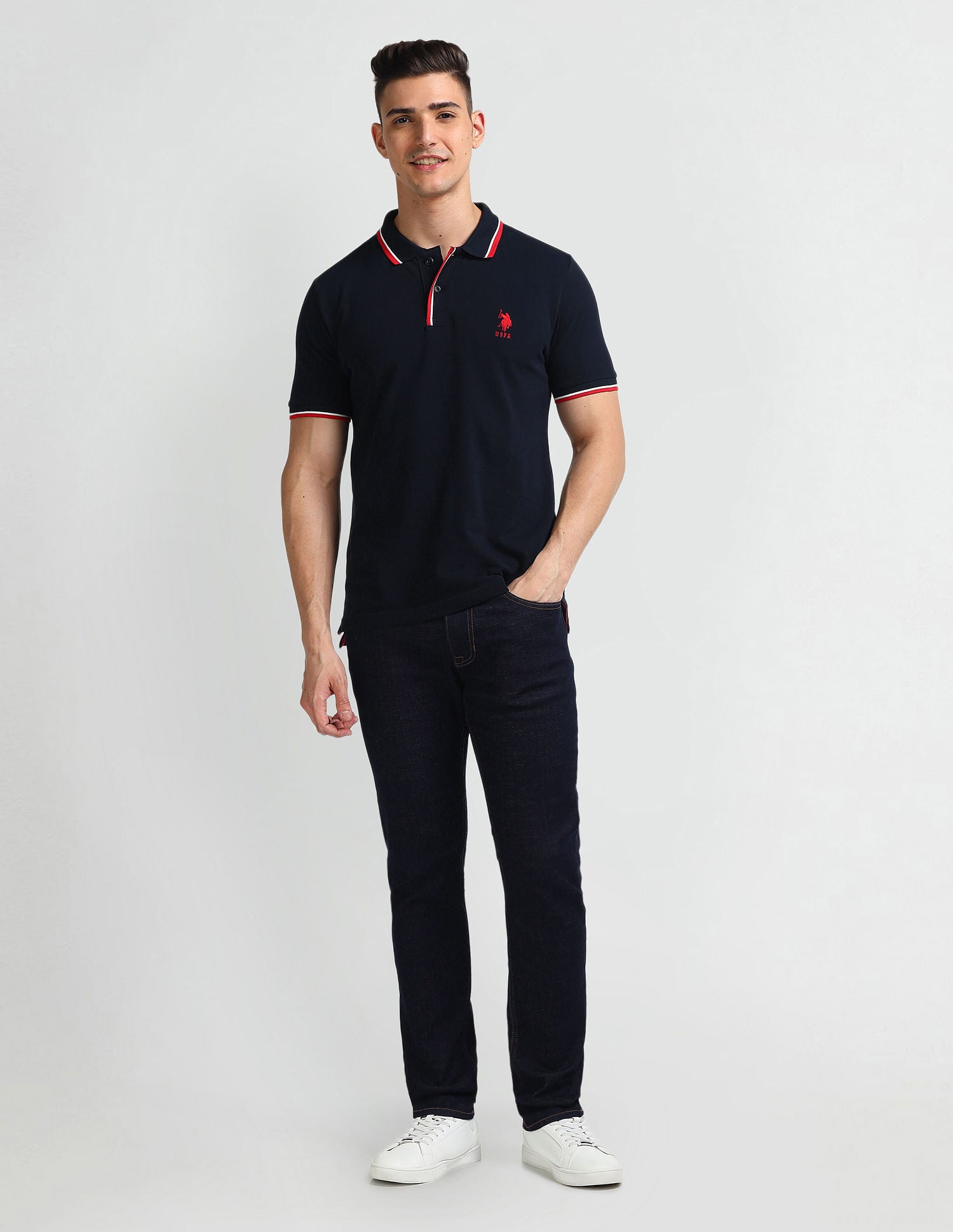 Brandon Slim Tapered Blue Jeans Blue - U.S. Polo Assn. India | Large