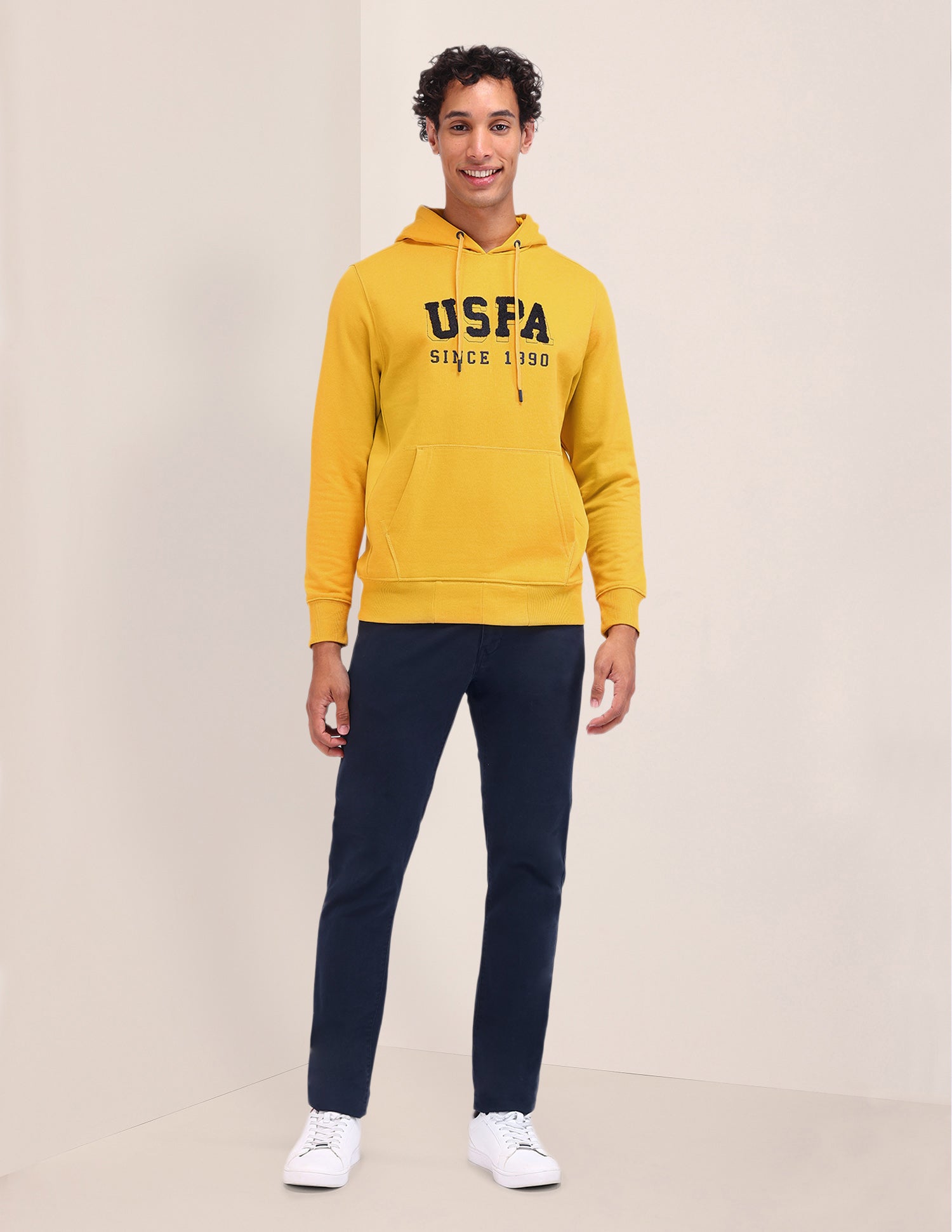 Brand Printed Regular Fit Sweatshirt Mustard - U.S. POLO ASSN. | Large