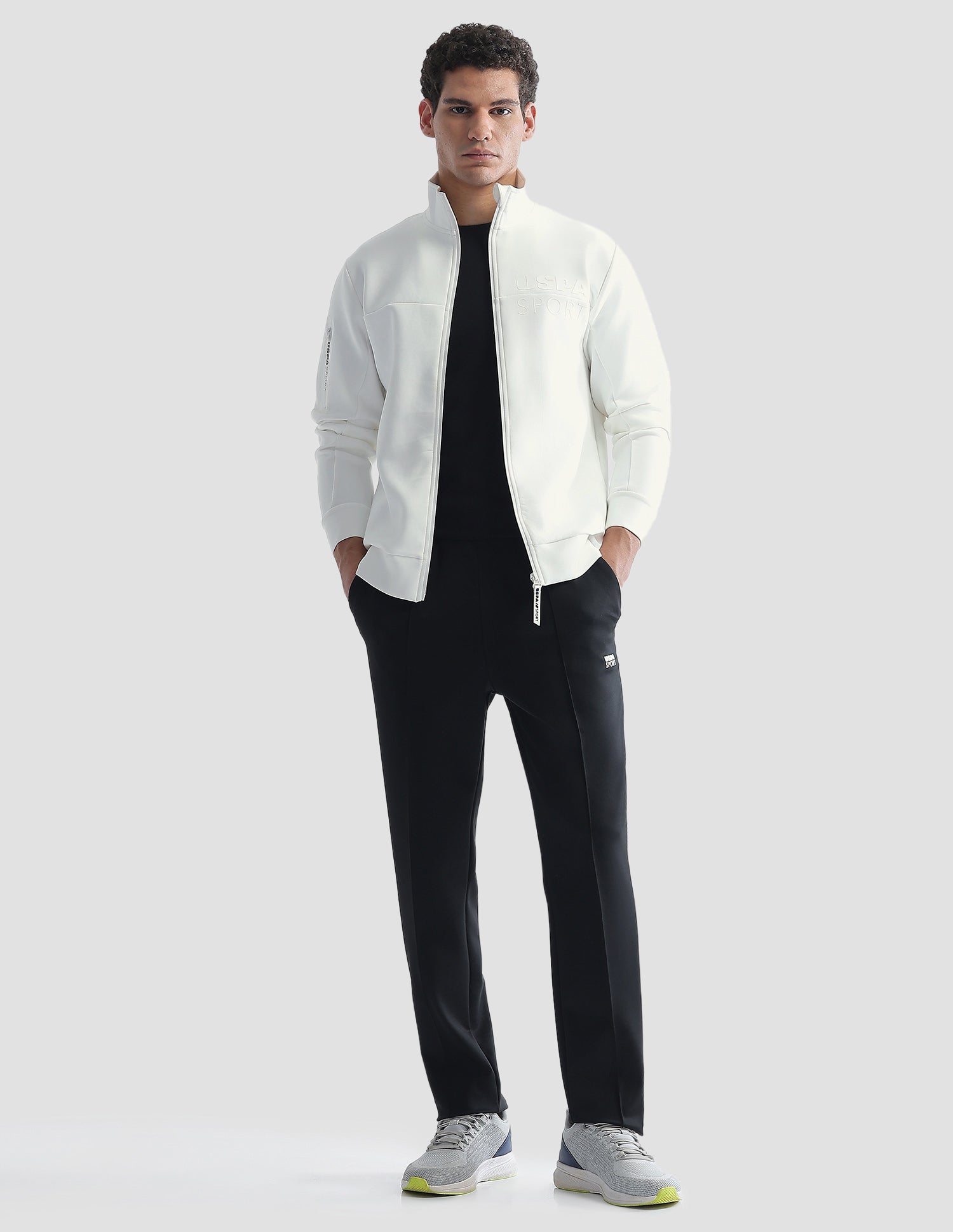 Regular Fit Zipper Active Sweatshirt Off White - U.S. Polo Assn. India | Large