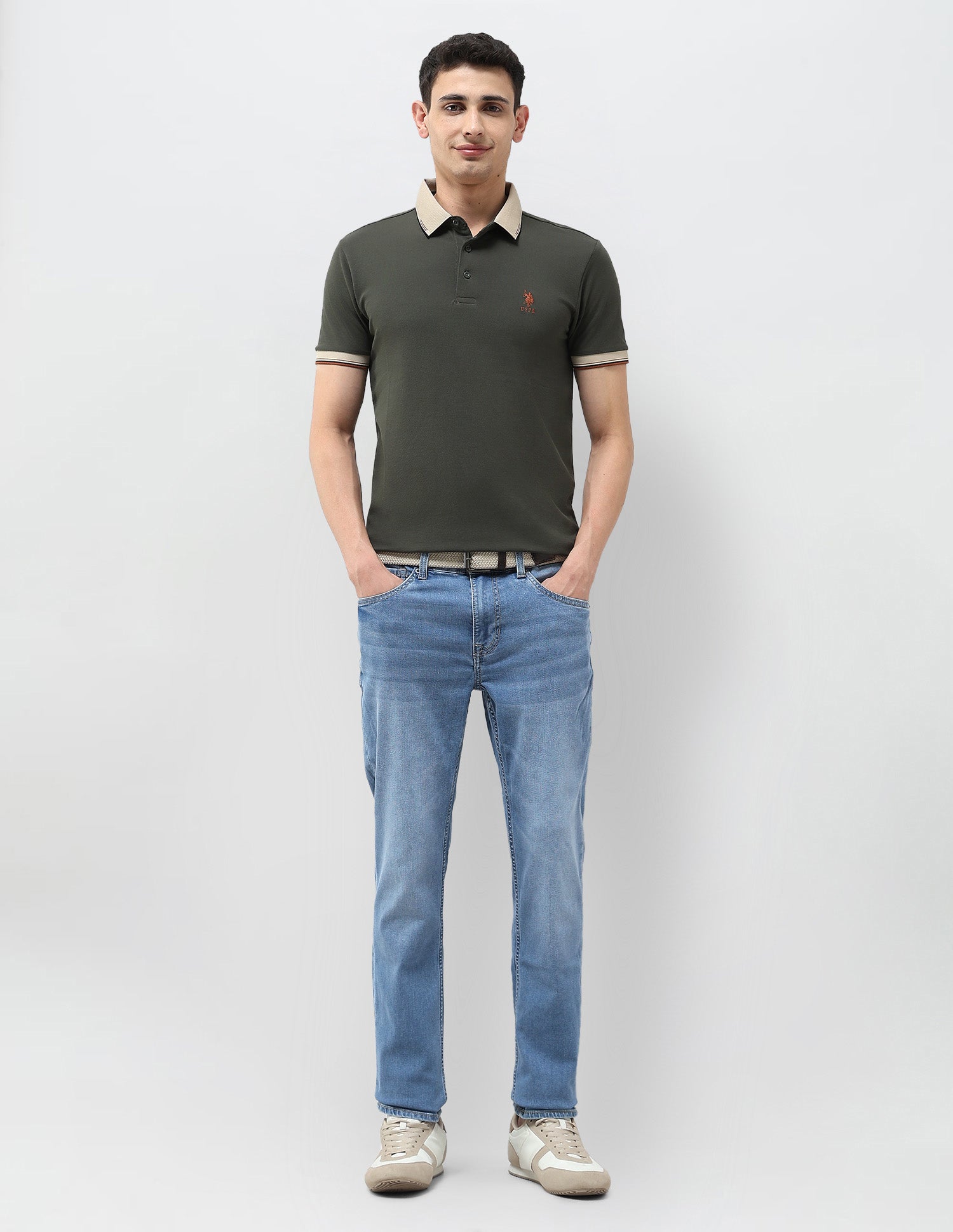 Brandon Slim Tapered Fit Blue Jeans Light Indigo - U.S. POLO ASSN. | Large