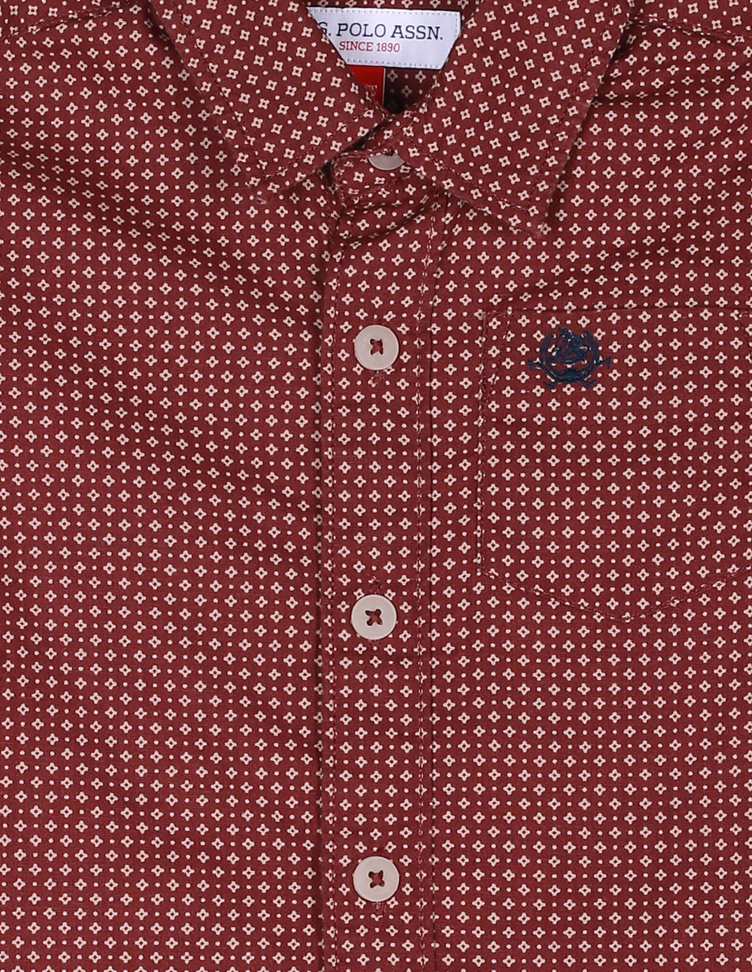 Spread Collar Printed Shirt Maroon - U.S. Polo Assn. India | Large