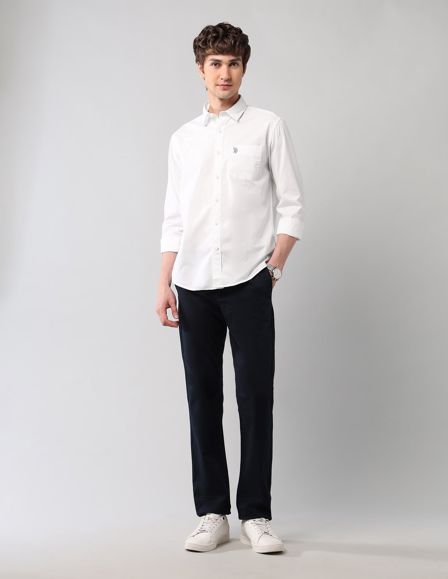 Pure Cotton Regular Fit Shirt White - U.S. Polo Assn. India | Large